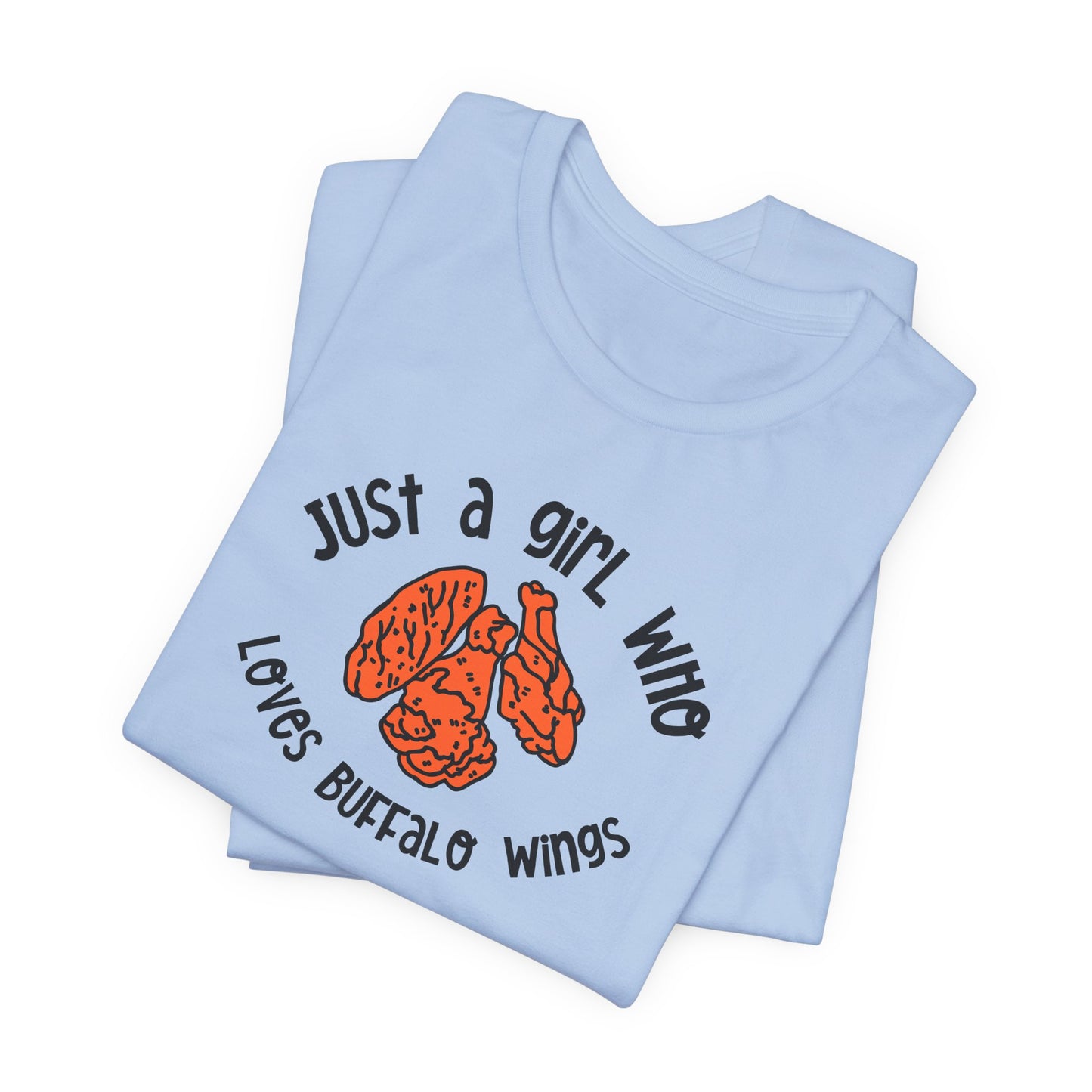 This Girl Loves Buffalo Wings Tee | Chicken Wings Graphic Tee | Ladies Food Shirt | Hot Wings Lover Gift | Spicy food tee