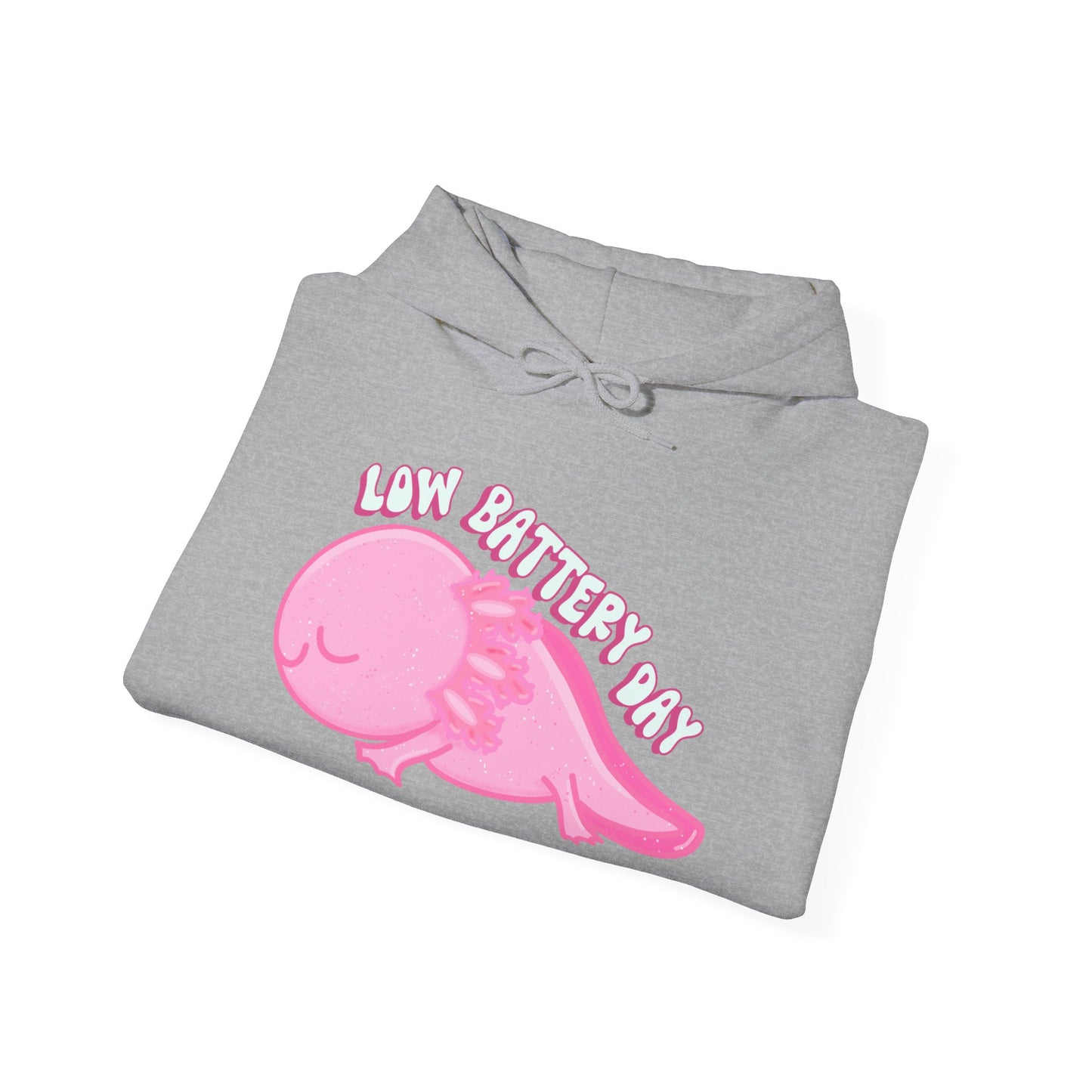 Low Battery Day Sleepy Axolotl Hoodie Sweatshirt - Cozy Hooded Pullover- Axolotl Lovers Gift - Lazy Day Attire"