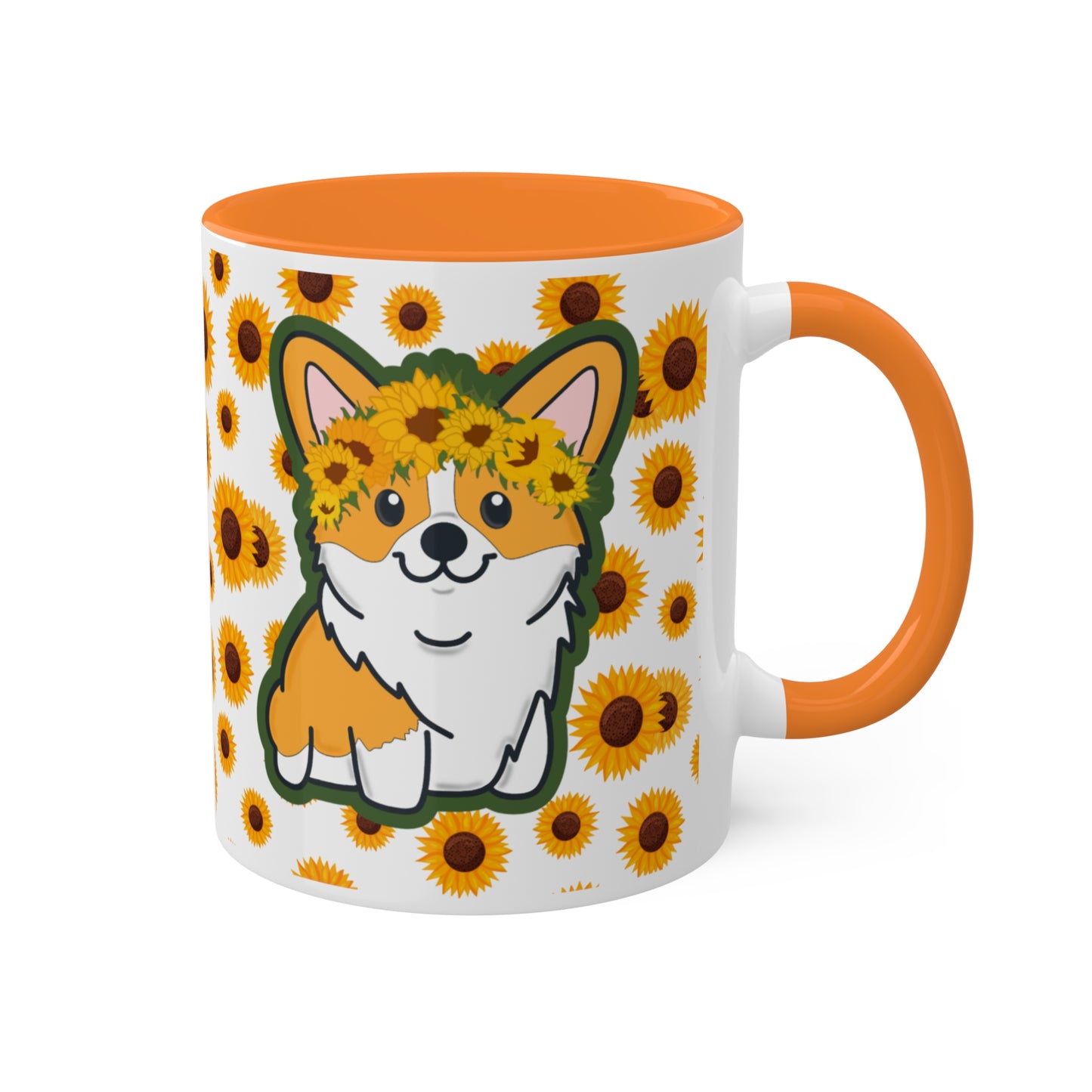 Sunflower Corgi Coffee Mug - Pembroke Welsh Corgi, Corgi Owner Gifts, Flower Crown Dog Gift, Corgi Kitchenware, Cute Dog Mug, Dog Lover Gift