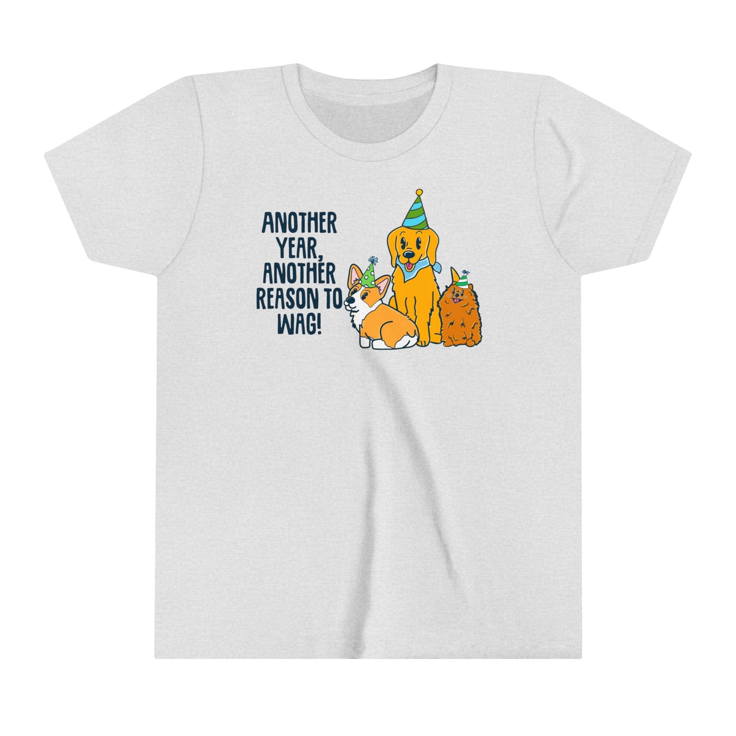 Kids Birthday Tee with Dogs - Another Year, Another Reason to Wag Shirt, Cute Dog Lover Gift, Children's Graphic T-Shirt, Pet Theme Apparel