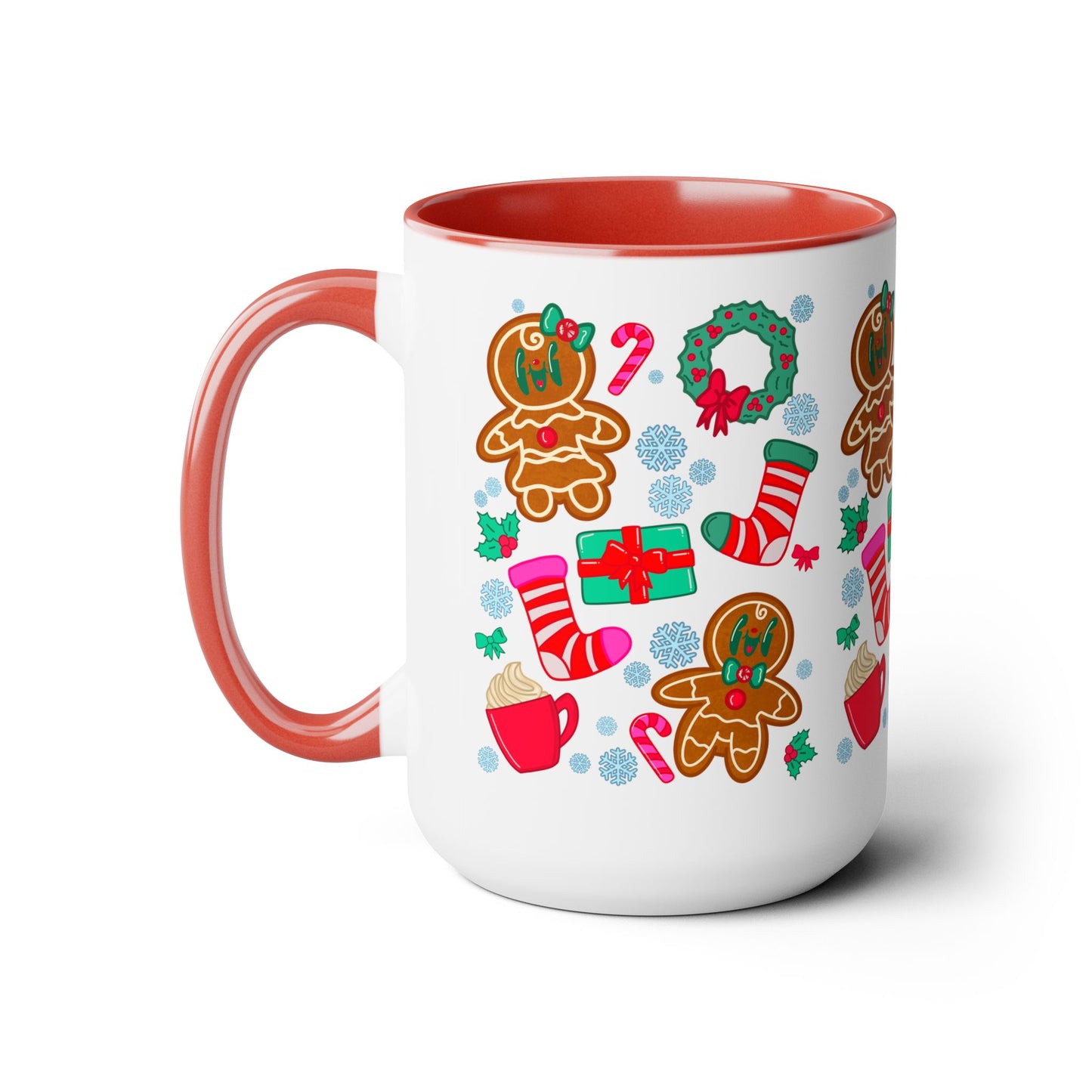 Christmas Pattern Coffee Mug | Festive Holiday Drinkware for Winter Season | Unique Xmas Gift Idea | Ceramic Holiday Cup | Gingerbread Mug