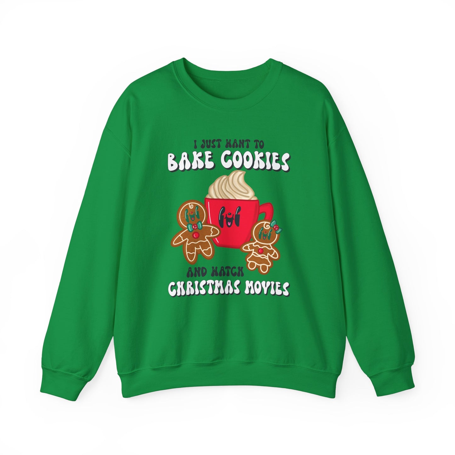 Cozy Christmas Movie Sweatshirt | Bake Cookies & Watch Movies Unisex Crewneck Sweatshirt | Gingerbead Pullover | Christmas Party Sweater