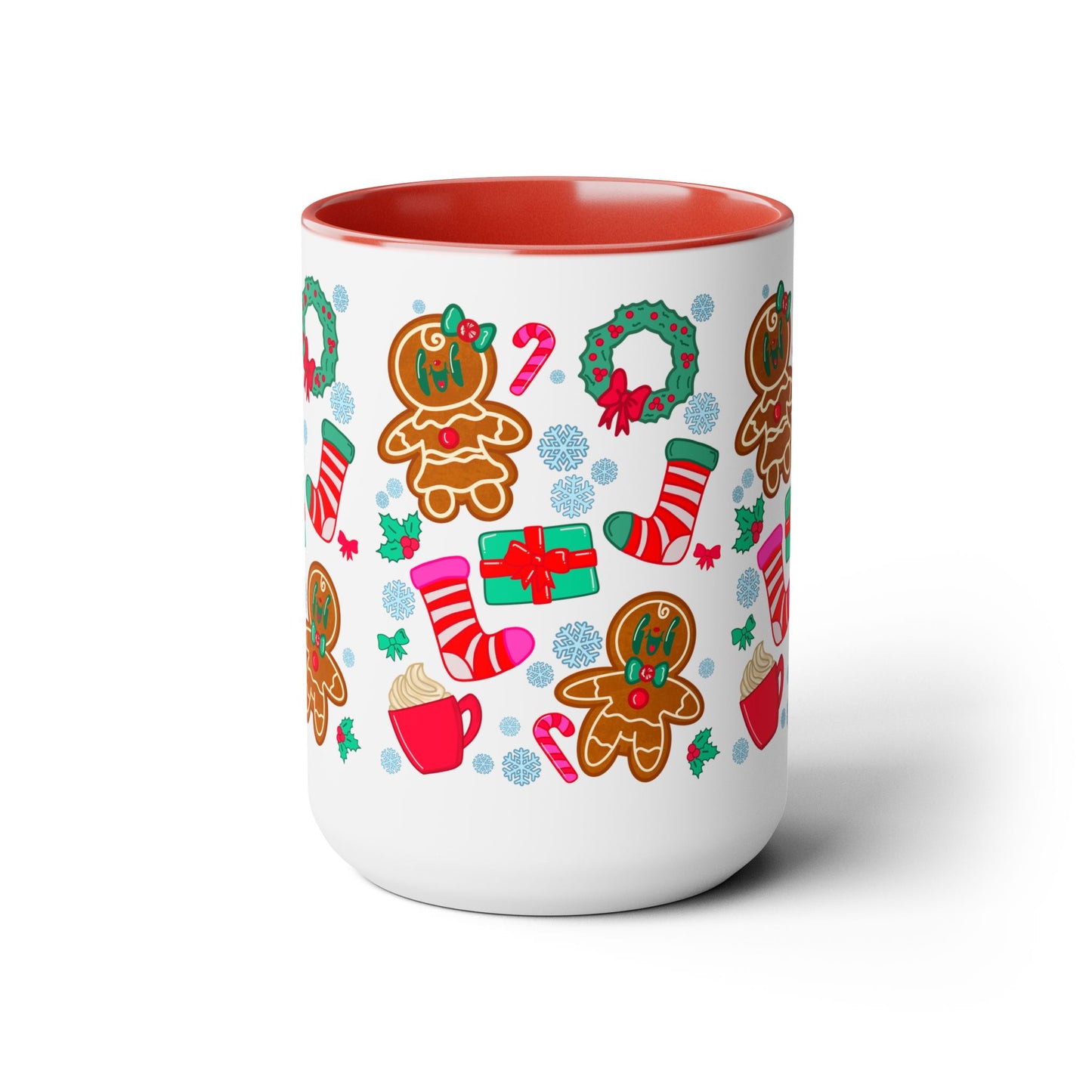 Christmas Pattern Coffee Mug | Festive Holiday Drinkware for Winter Season | Unique Xmas Gift Idea | Ceramic Holiday Cup | Gingerbread Mug