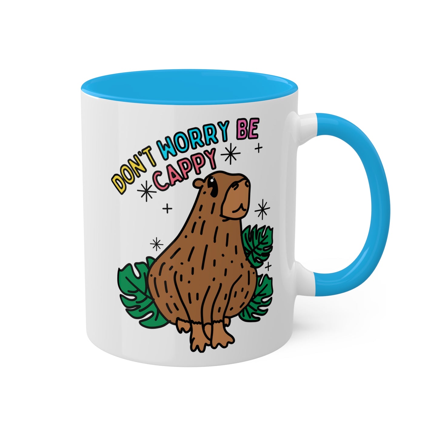 Capybara Inspirational Coffee Mug with color inside and color handles