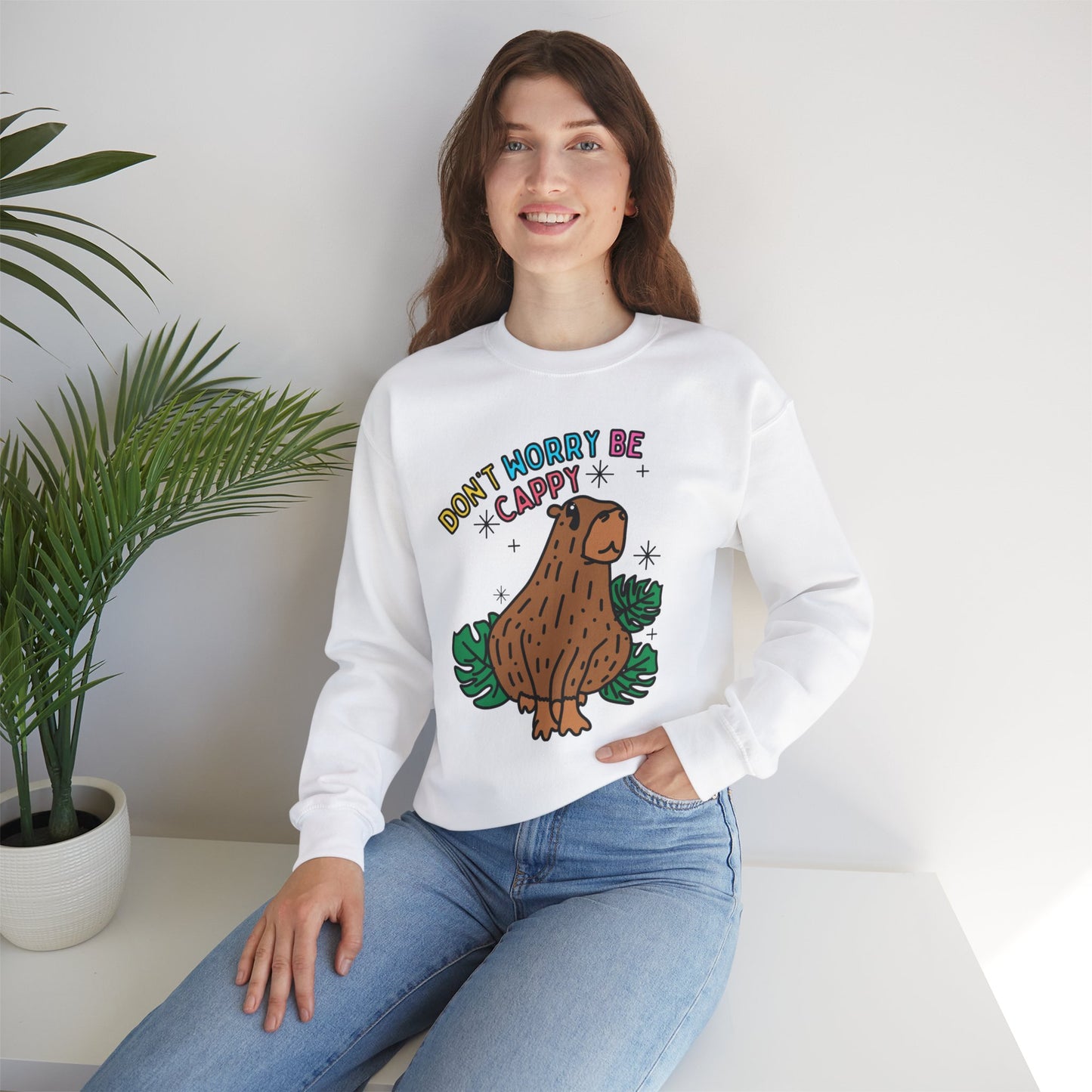 Capybara Inspirational Pullover Sweatshirt | Capybara Crewneck Adult Unisex Fit Sweatshirt