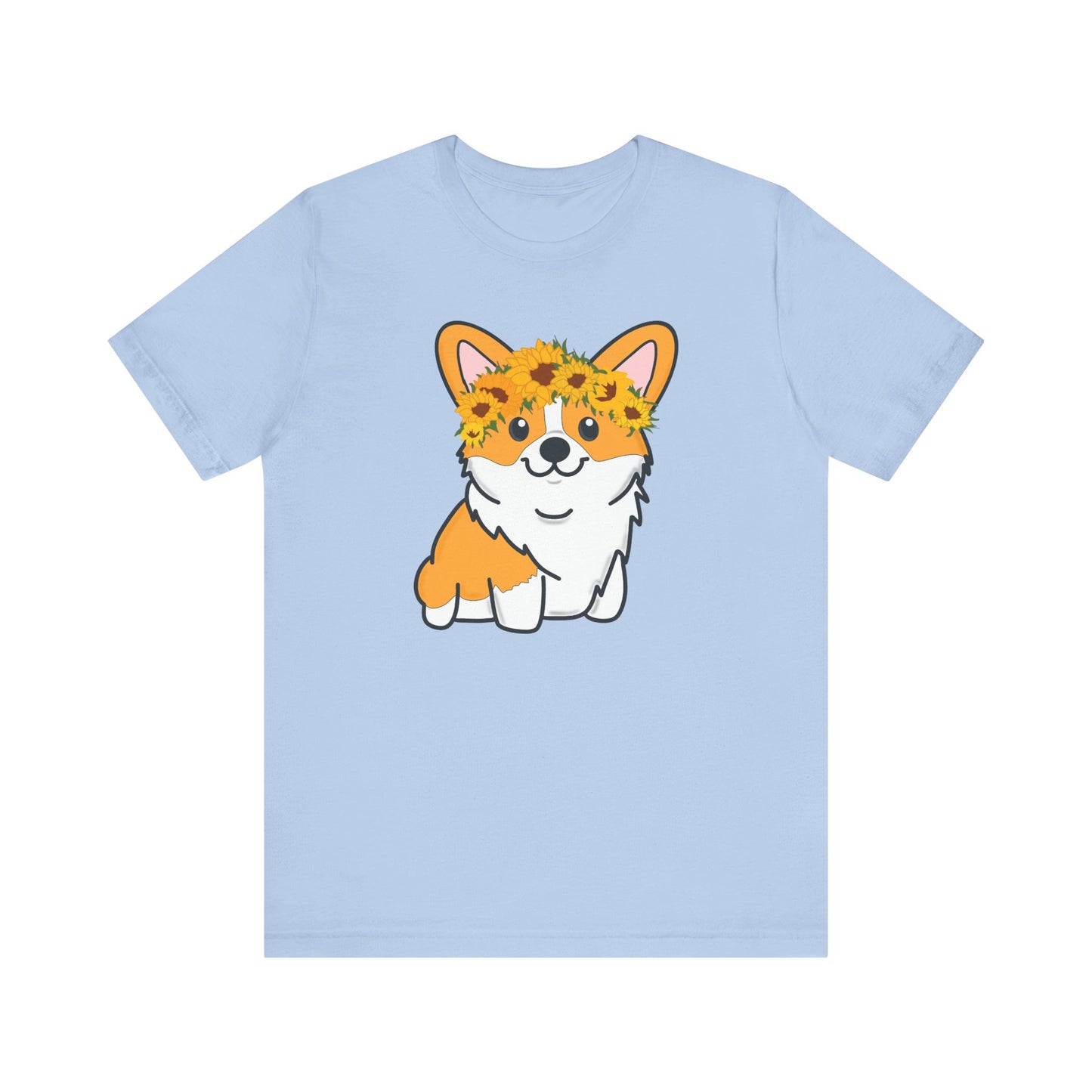 Sunflower Corgi Unisex Graphic Tee | Ladies Corgi Dog T-Shirt | Corgi Lover Gift | Corgi Mom | Pembroke Welsh Corgi | Dog Lover Shirt