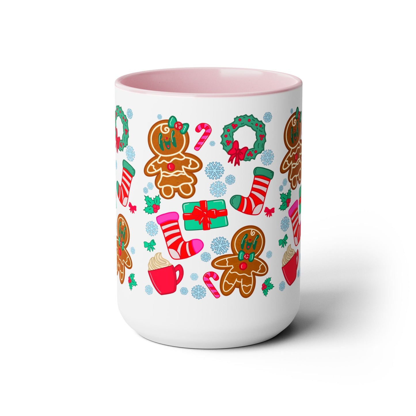 Christmas Pattern Coffee Mug | Festive Holiday Drinkware for Winter Season | Unique Xmas Gift Idea | Ceramic Holiday Cup | Gingerbread Mug