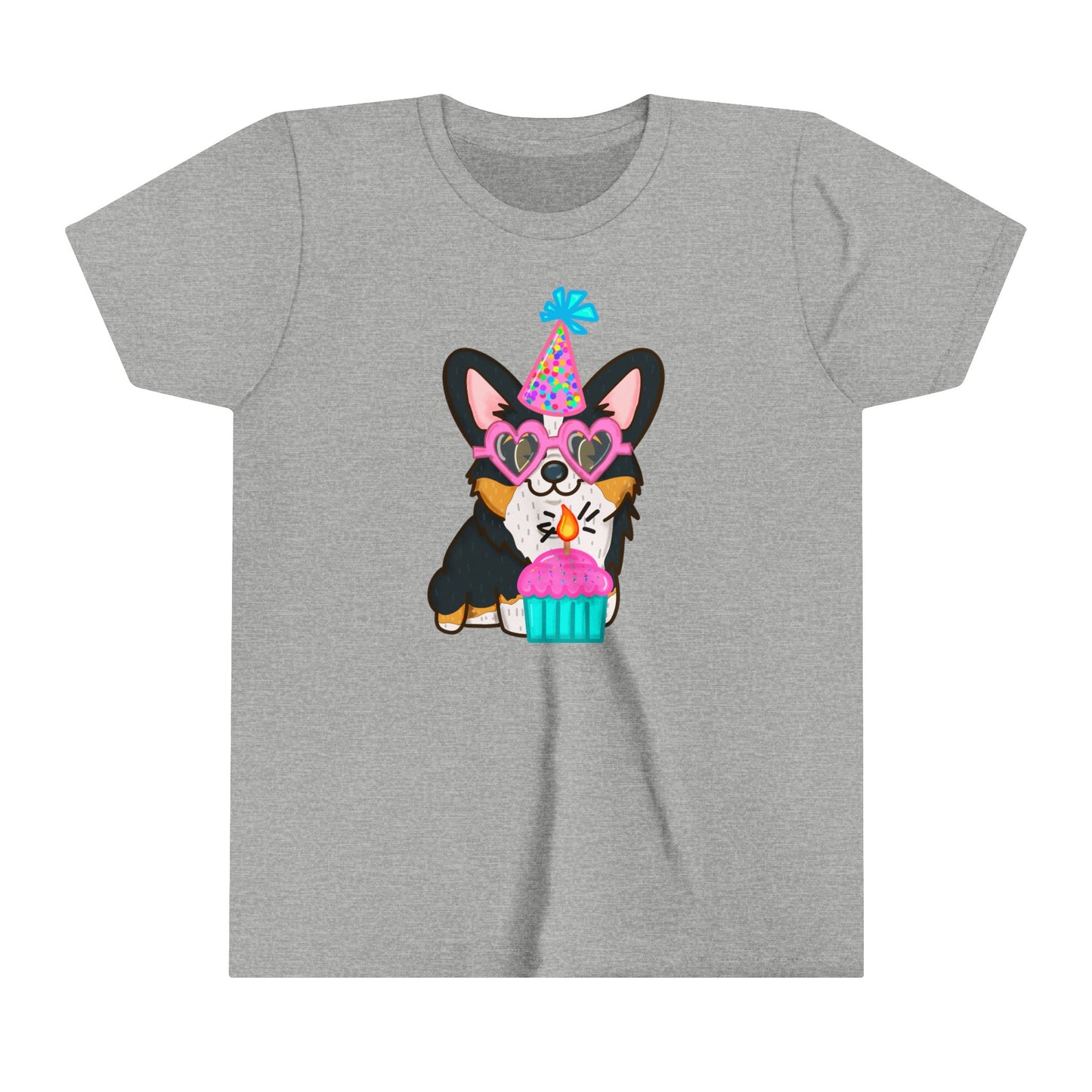 Kids Birthday Black Corgi Dog T-Shirt | Birthday Cake Shirt | Birthday Gift | Youth Corgi Graphic Tee | Kid Dog Lover Tee | Corgi Family Tee