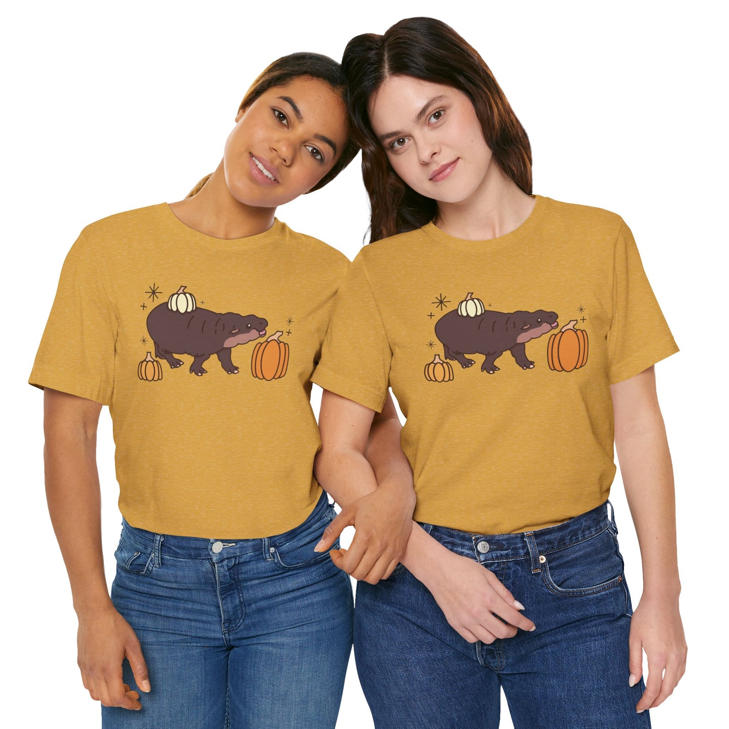 Pygmy Hippo Pumpkin Halloween Unisex Fit Graphic Tee | Ladies Fall T-Shirt