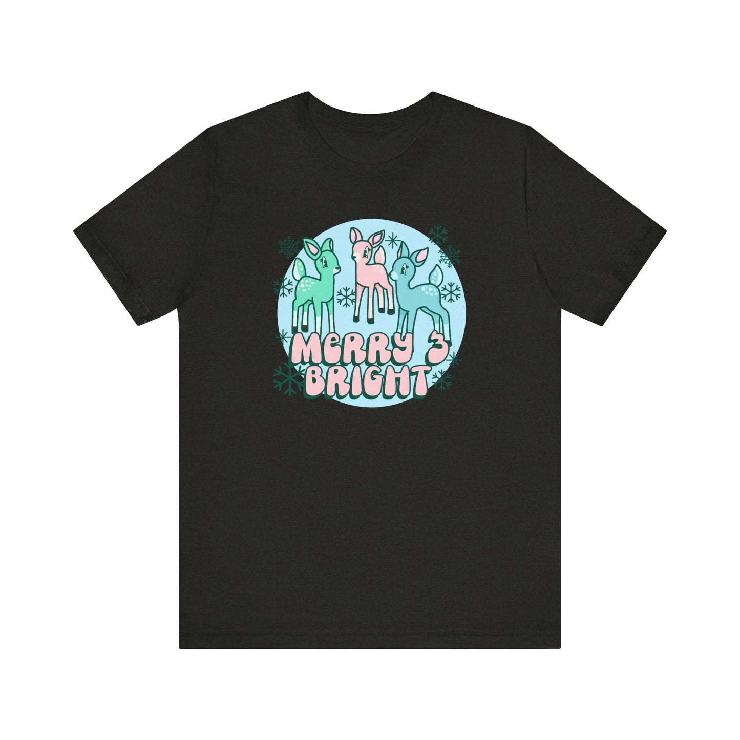 Pink Merry and Bright Reindeer Christmas Tee