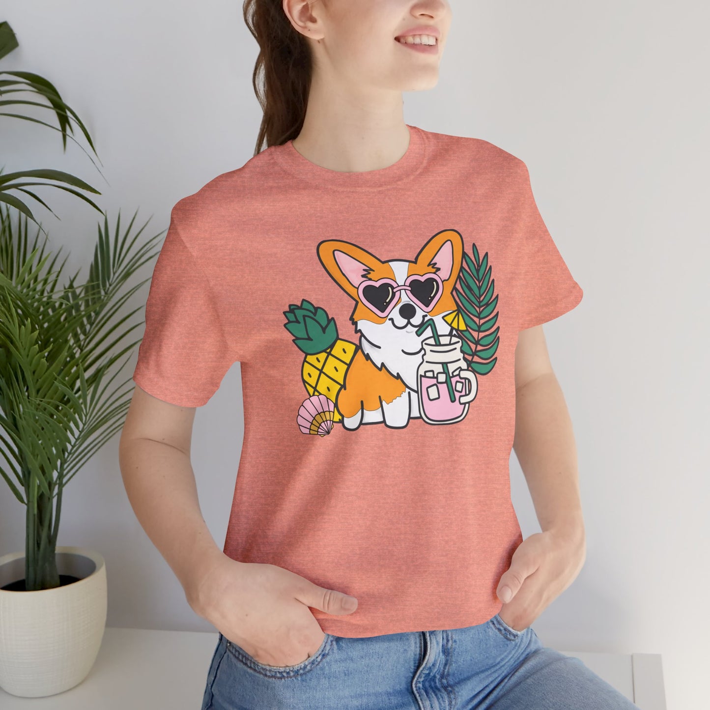 Summer Corgi Unisex Graphic Tee | Ladies Summer Break Tee | Beach Dog T-Shirt | Corgi Lover Gift | Pool Party Shirt | Womens Corgi Shirt