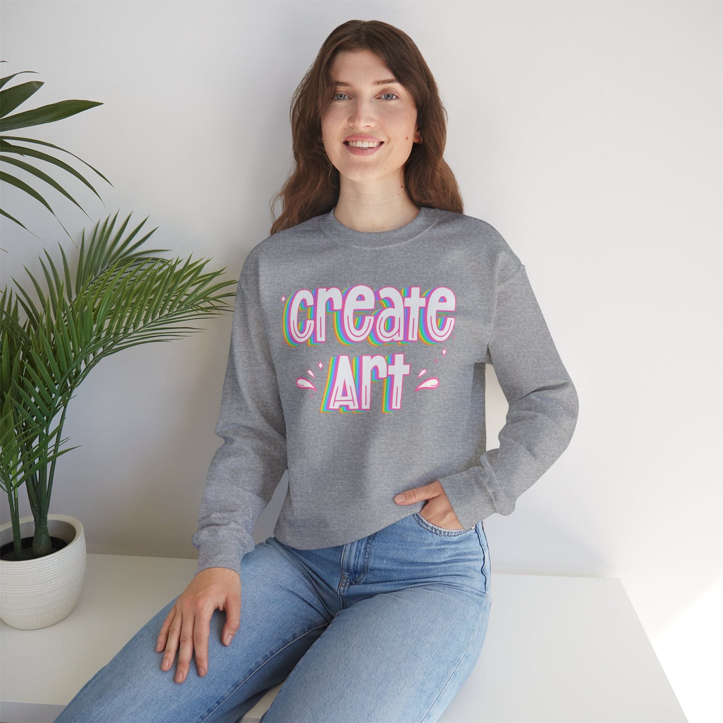 Create Art Unisex Heavy Blend Crewneck Sweatshirt | Art Colorful Sweater | Art Teacher Pullover | Artist Sweatshirt | Teacher Apparel