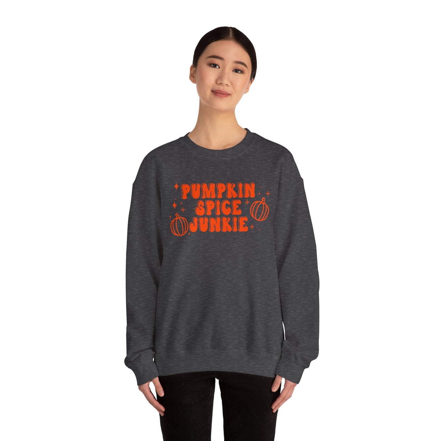 Pumpkin Spice Junkie Spooky Season Pullover Sweatshirt | Pumpkin Spice Latte Crewneck Adult Unisex Fit Sweatshirt