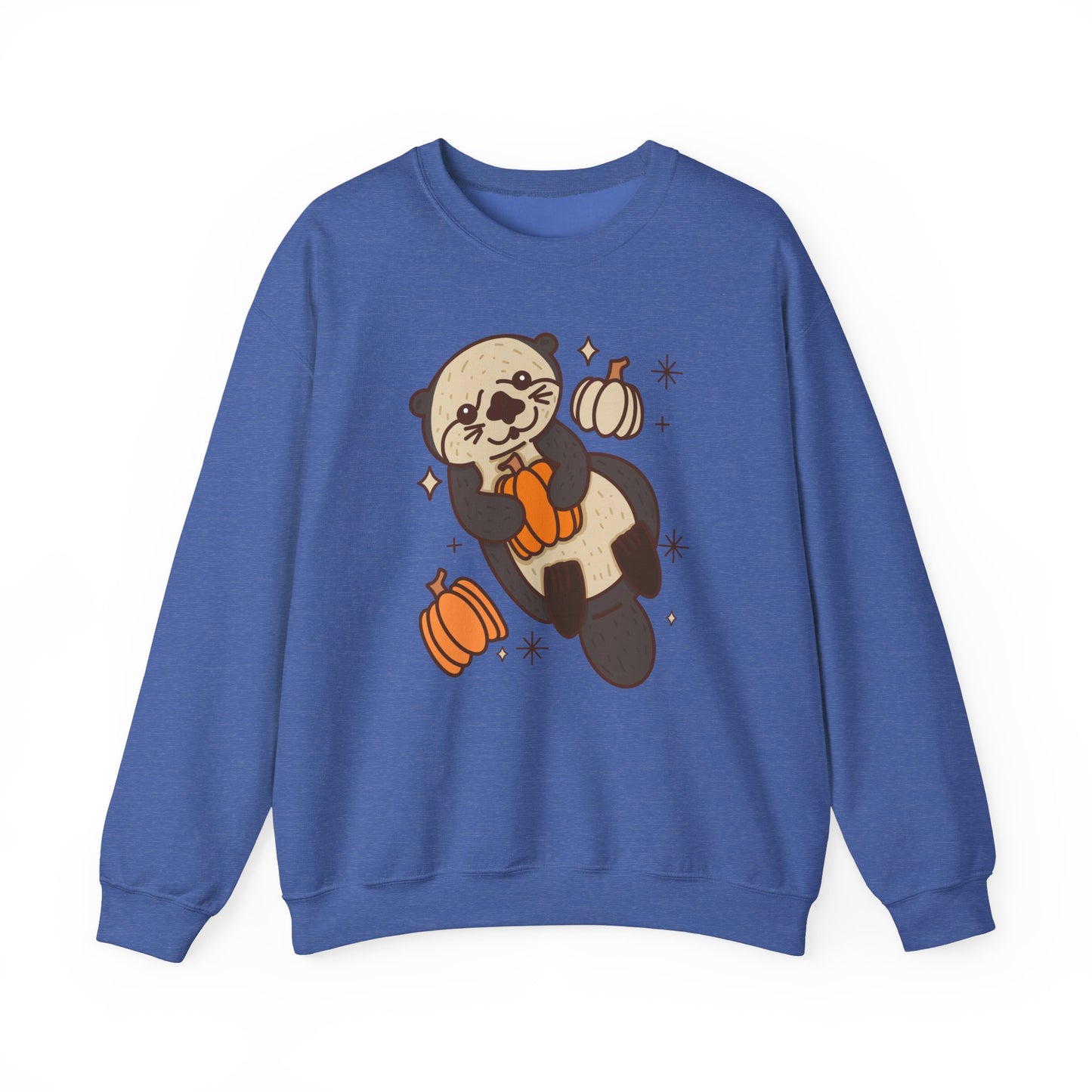 Sea Otter Pumpkin Spooky Season Pullover Sweatshirt | Pumpkin Crewneck Adult Unisex Fit Sweatshirt