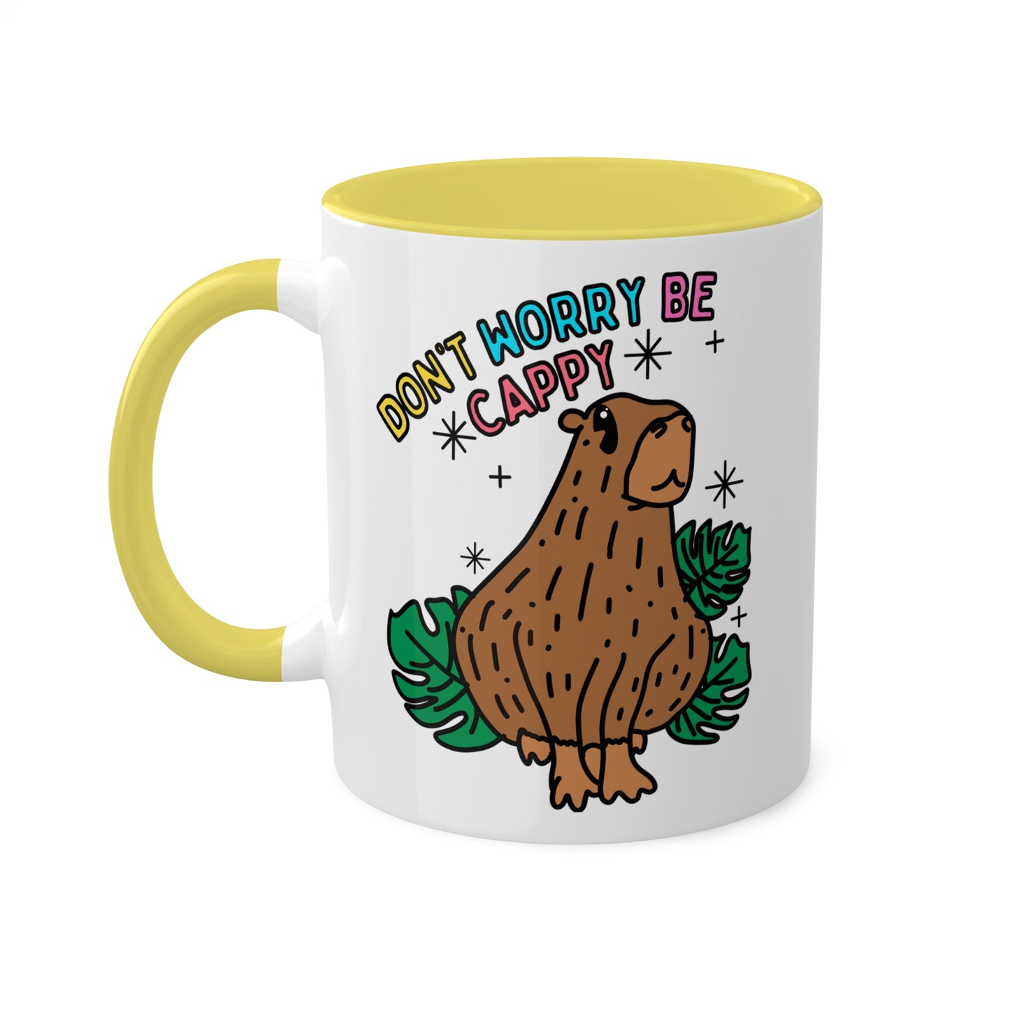 Capybara Inspirational Coffee Mug with color inside and color handles