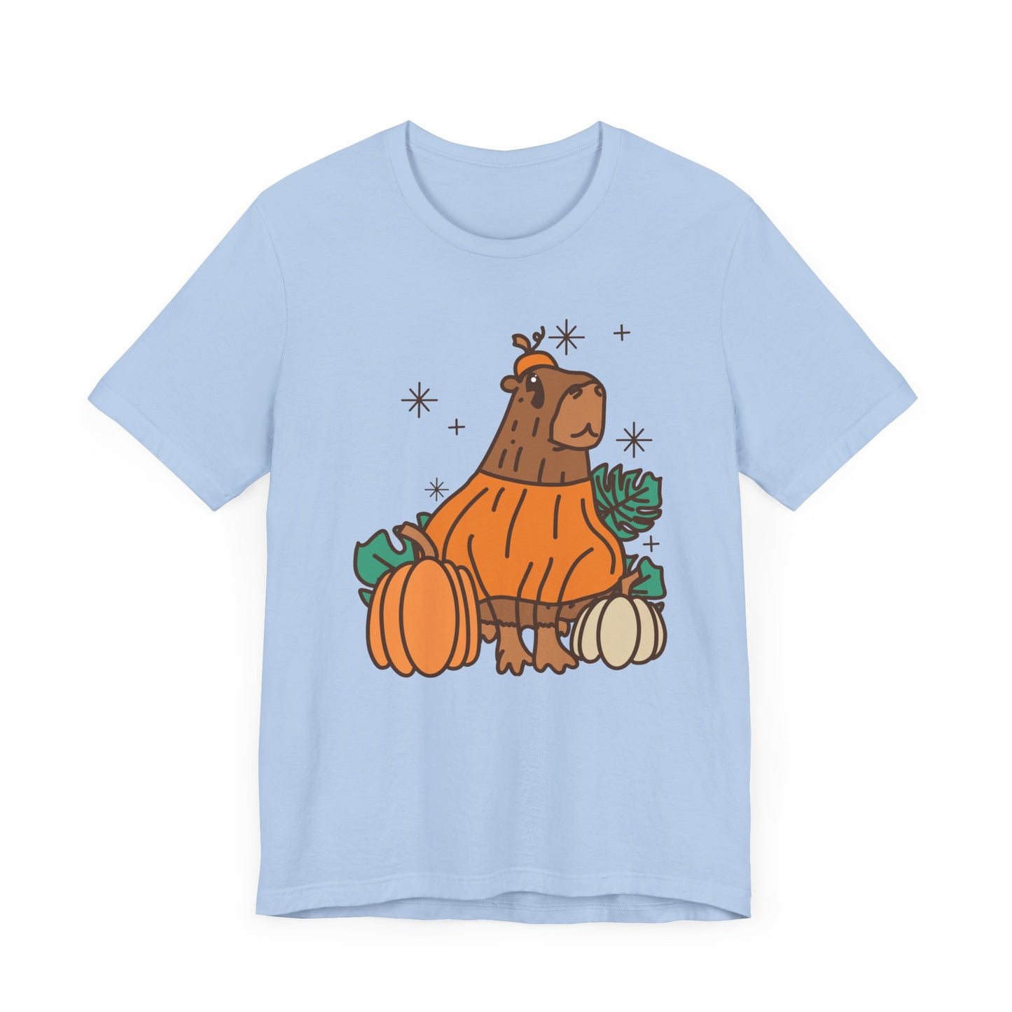 Capybara Pumpkin Halloween Unisex Fit Graphic Tee | Ladies Fall T-Shirt