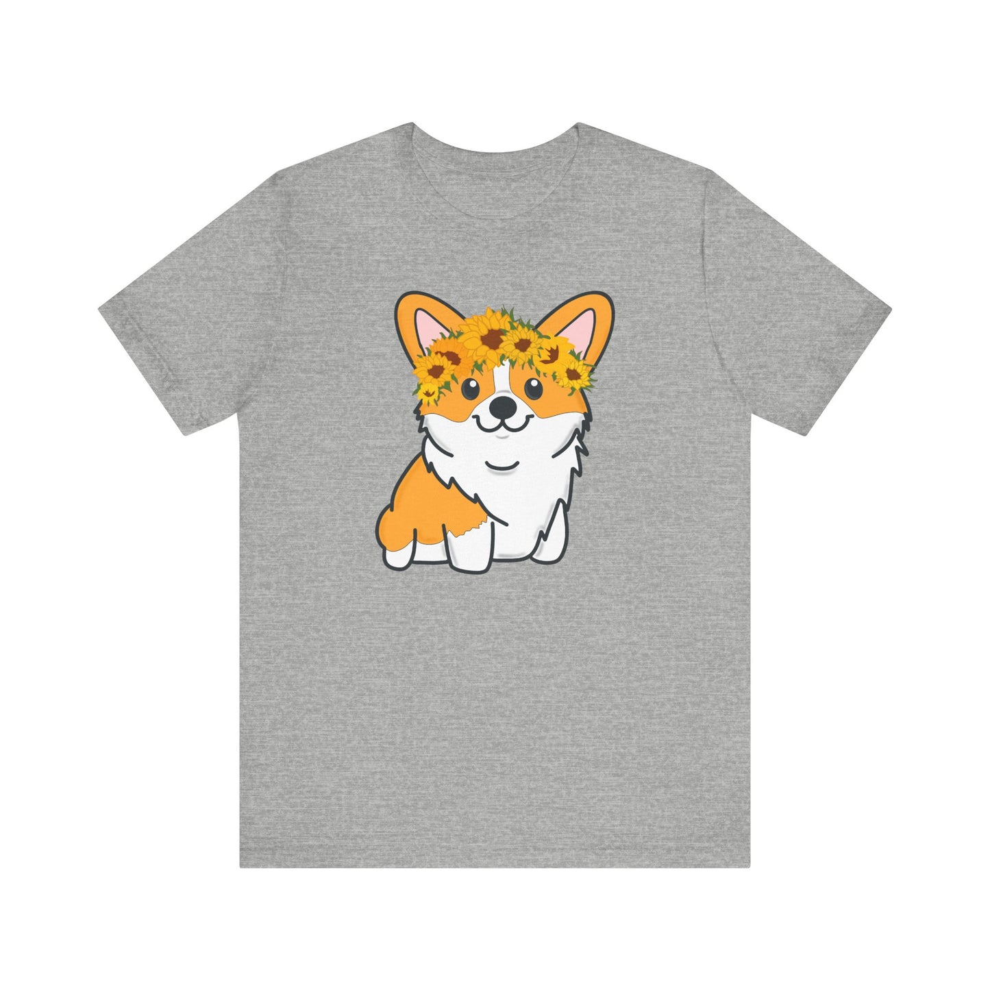 Sunflower Corgi Unisex Graphic Tee | Ladies Corgi Dog T-Shirt | Corgi Lover Gift | Corgi Mom | Pembroke Welsh Corgi | Dog Lover Shirt