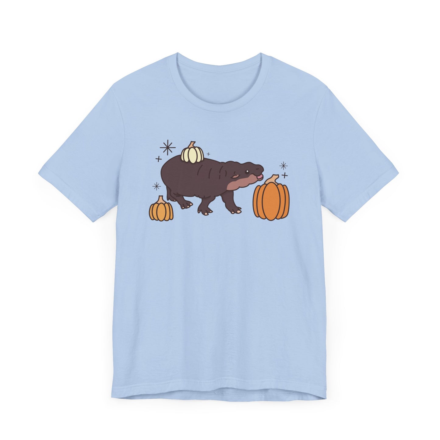 Pygmy Hippo Pumpkin Halloween Unisex Fit Graphic Tee | Ladies Fall T-Shirt