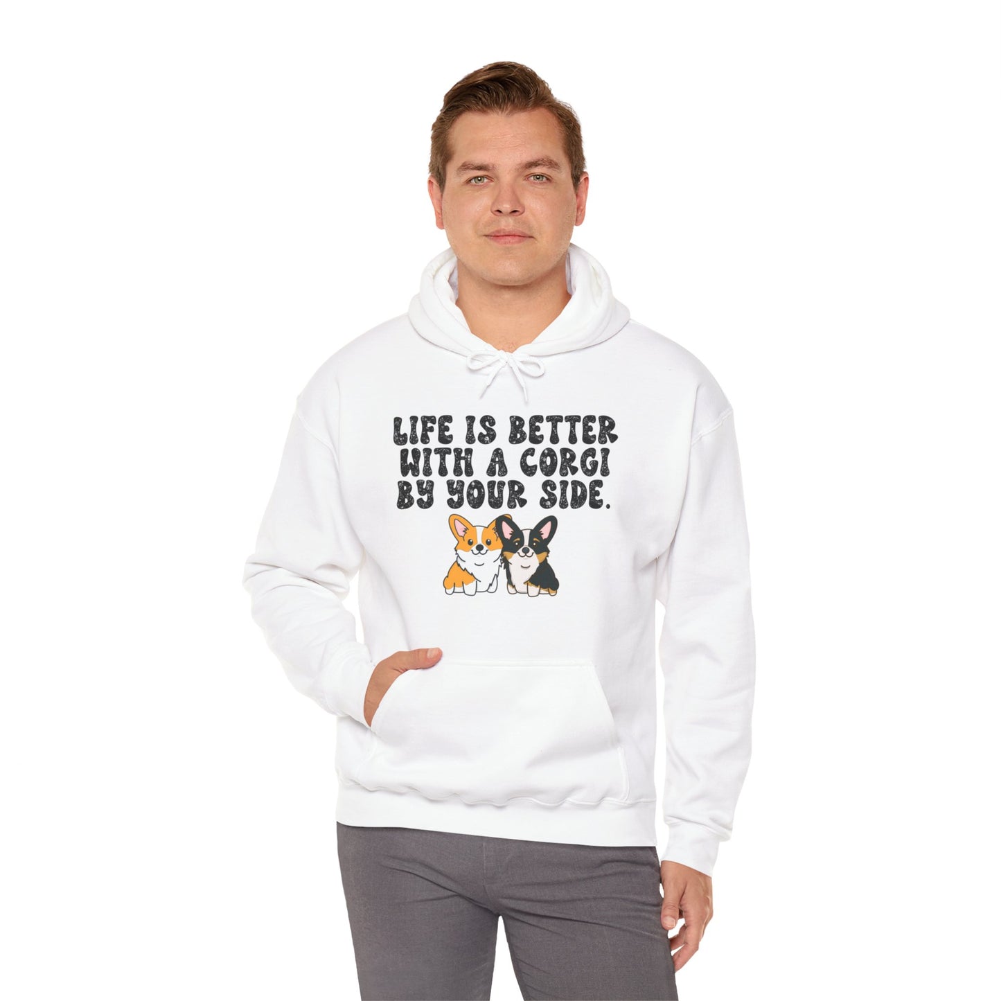 Life is Better with a Corgi By Your Side Unisex Hooded Sweatshirt - Cute Dog Lover Apparel, Corgi Owner Gift, Cozy Pet Hoodie