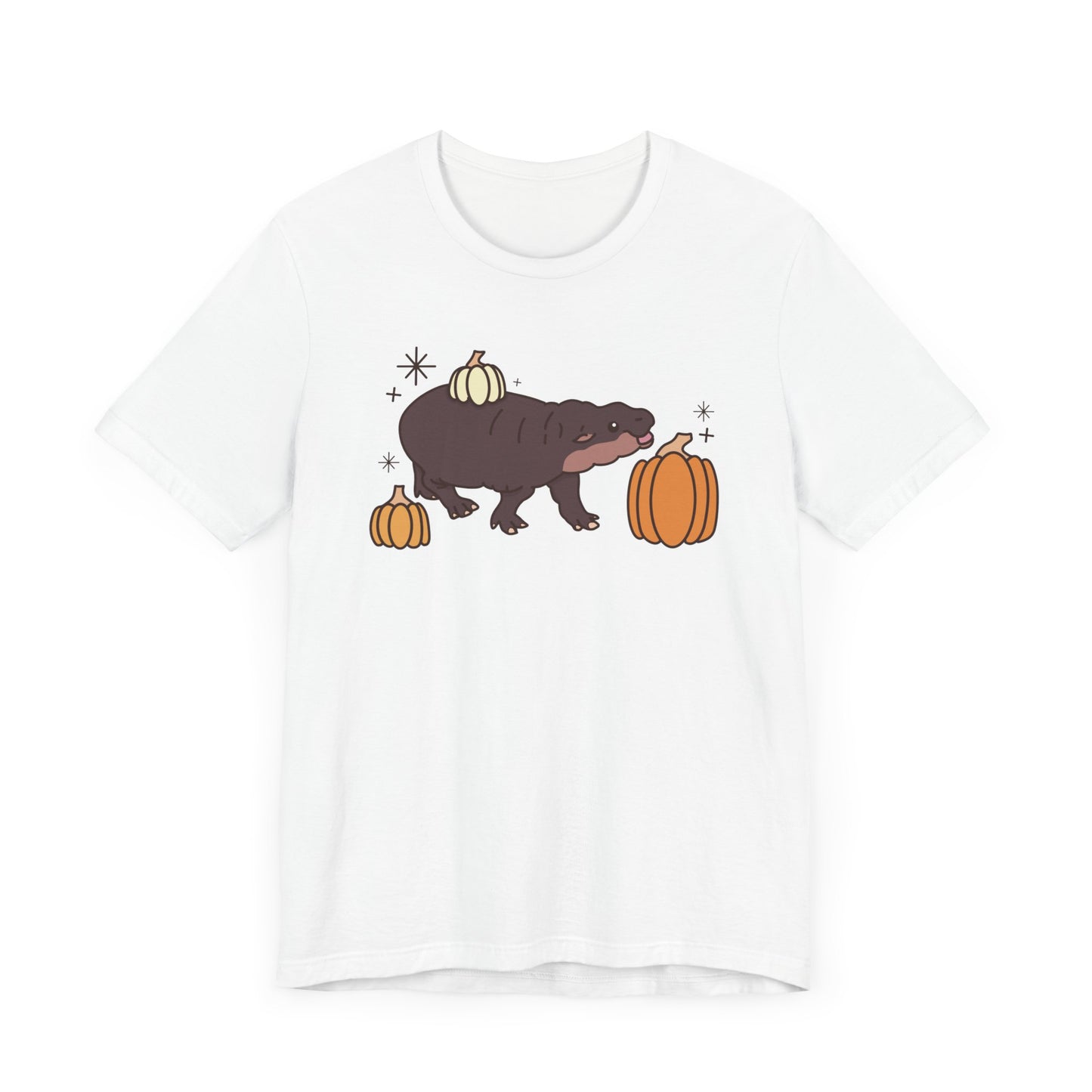 Pygmy Hippo Pumpkin Halloween Unisex Fit Graphic Tee | Ladies Fall T-Shirt