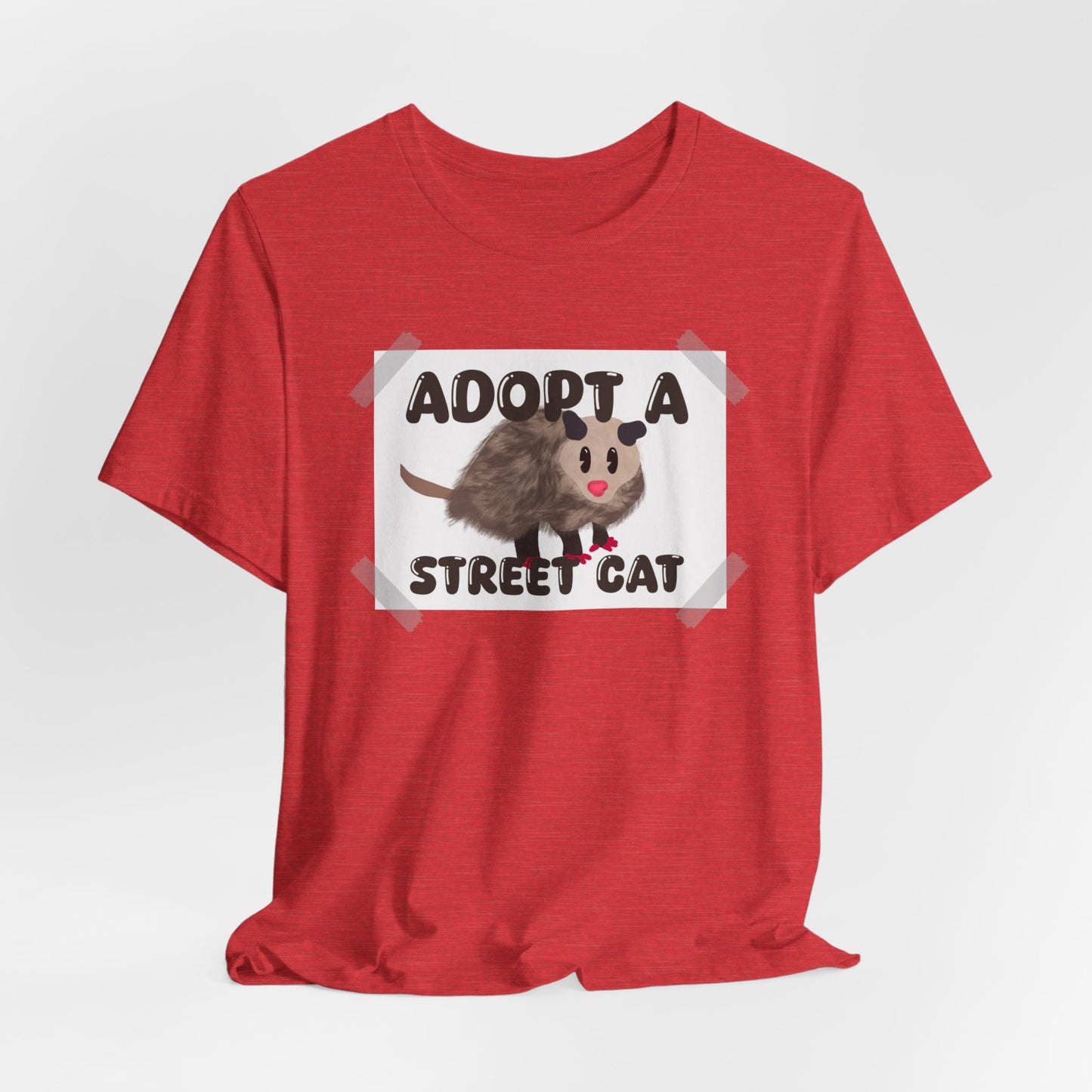 Adopt a Street Cat Graphic Tee with Possum - Animal Rescue T-Shirt, Cat Lover Gift, Cute Pet Adoption Shirt, Wildlife Advocate Apparel