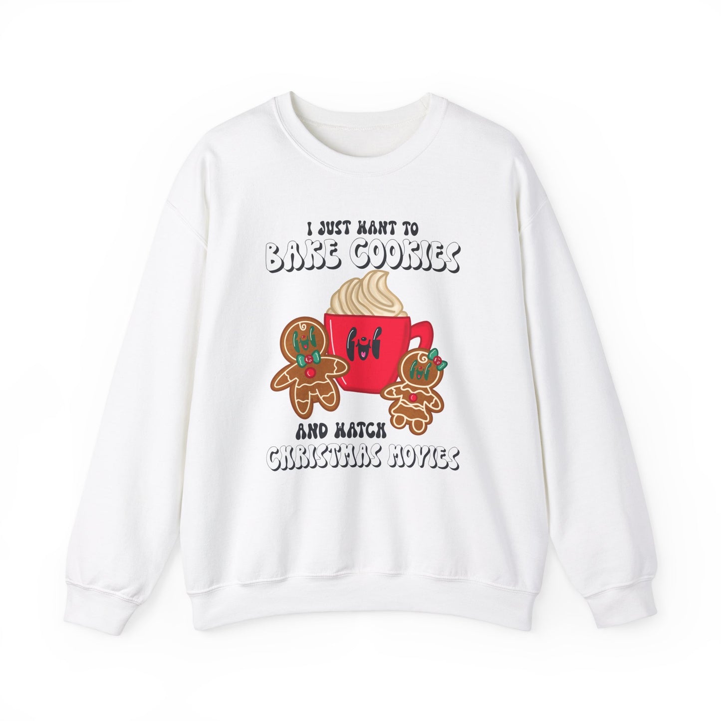 Cozy Christmas Movie Sweatshirt | Bake Cookies & Watch Movies Unisex Crewneck Sweatshirt | Gingerbead Pullover | Christmas Party Sweater