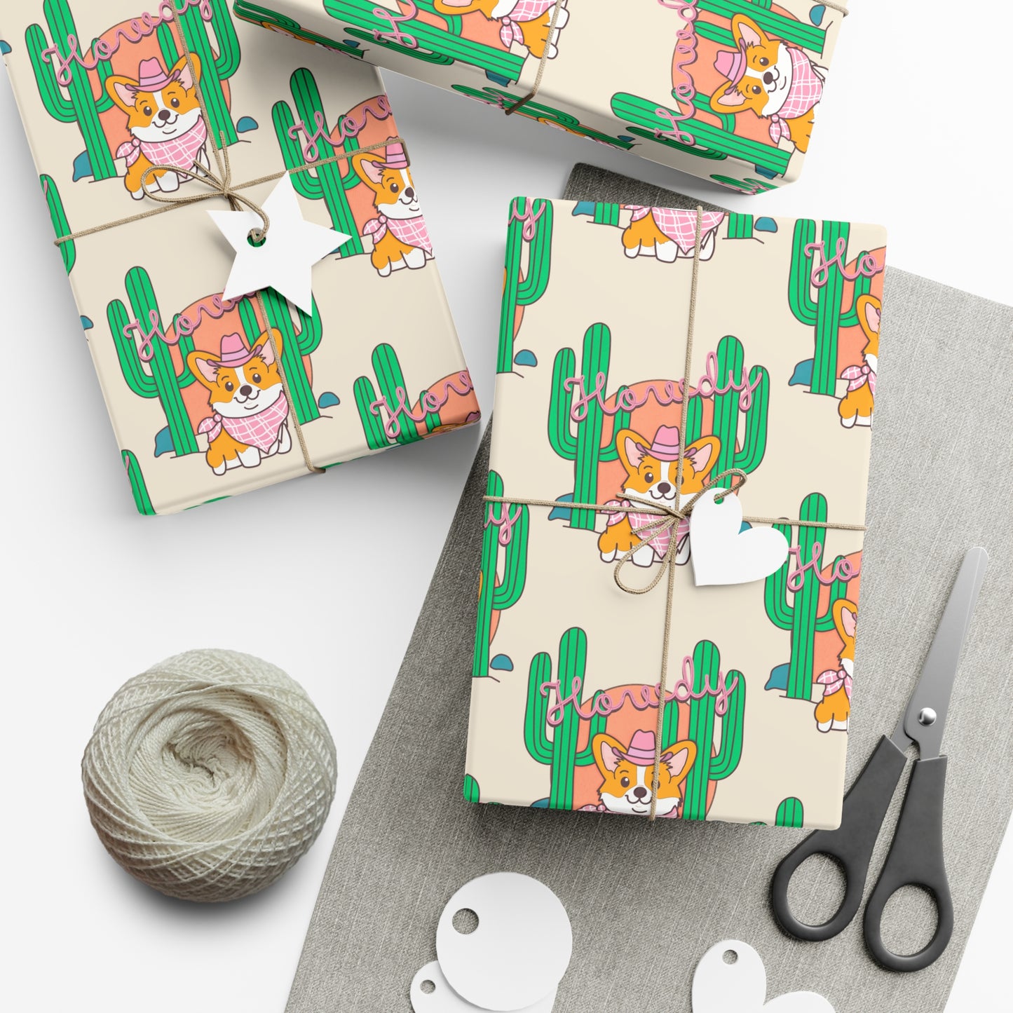 Gift Wrap Papers, Howdy Cowboy Corgi Design - Wrapping Sheets, Holiday Gift Wrap, Christmas Gift Paper, Birthday Present Wrap, Cute Animal