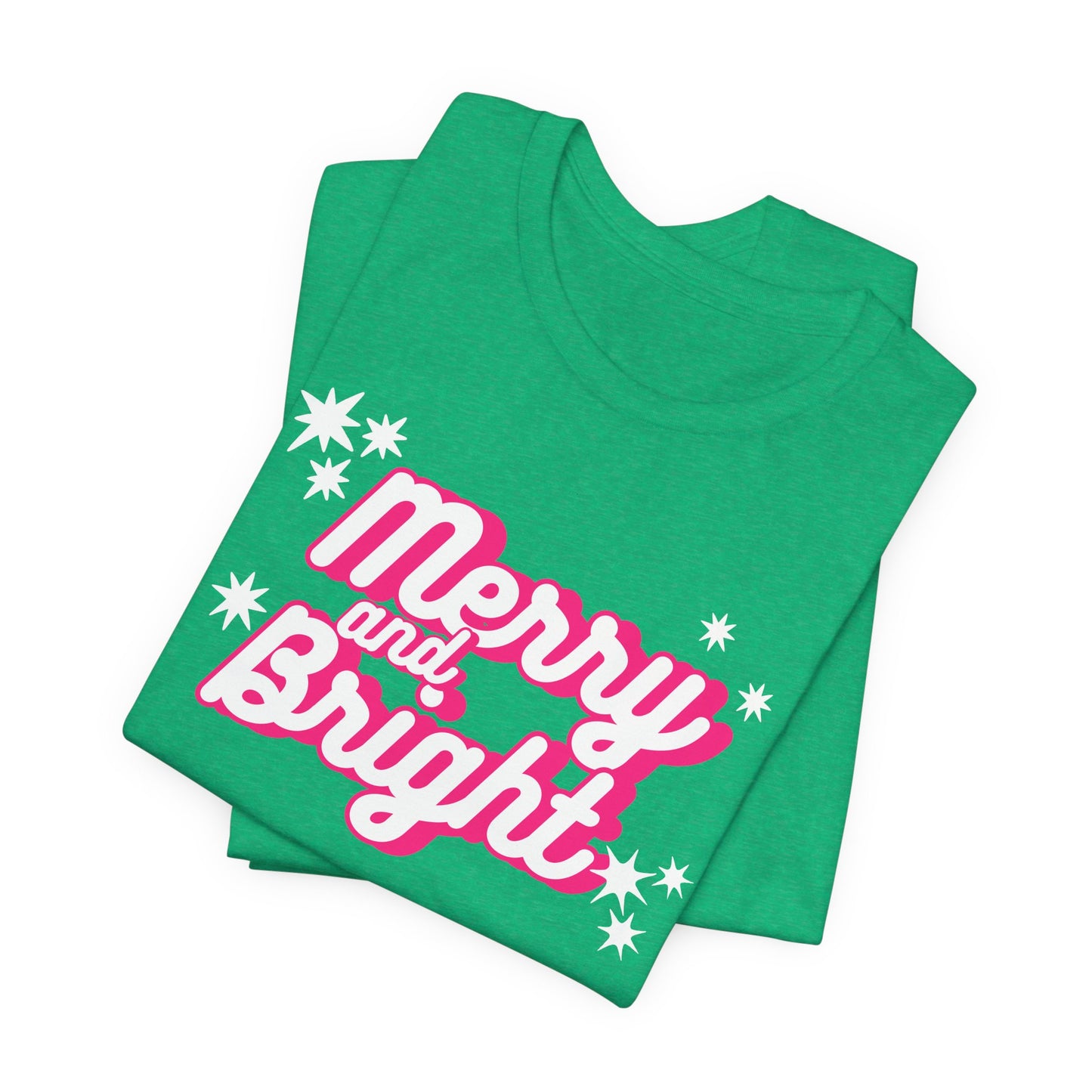 Pink Merry and Bright Groovy Christmas Shirt | Festive Holiday Apparel | Pink Retro Christmas Graphic Tee | Trendy Christmas T-Shirt