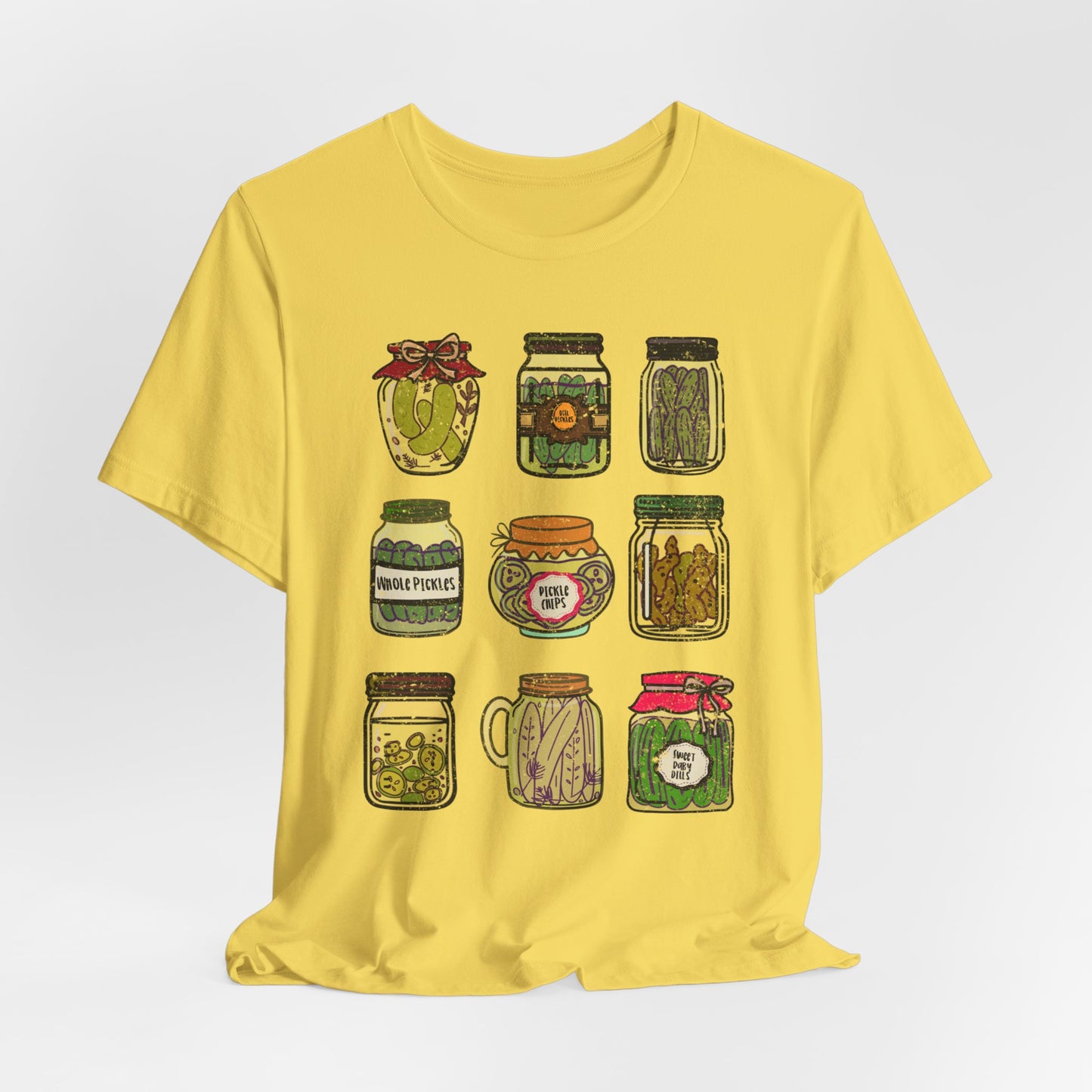 Pickle Jar Graphic Tee | Assorted Pickle Jar Design Tee |  Foodie Shirt for Pickle Enthusiasts | Pickle Gifts | Pickle Lover Graphic Shirt