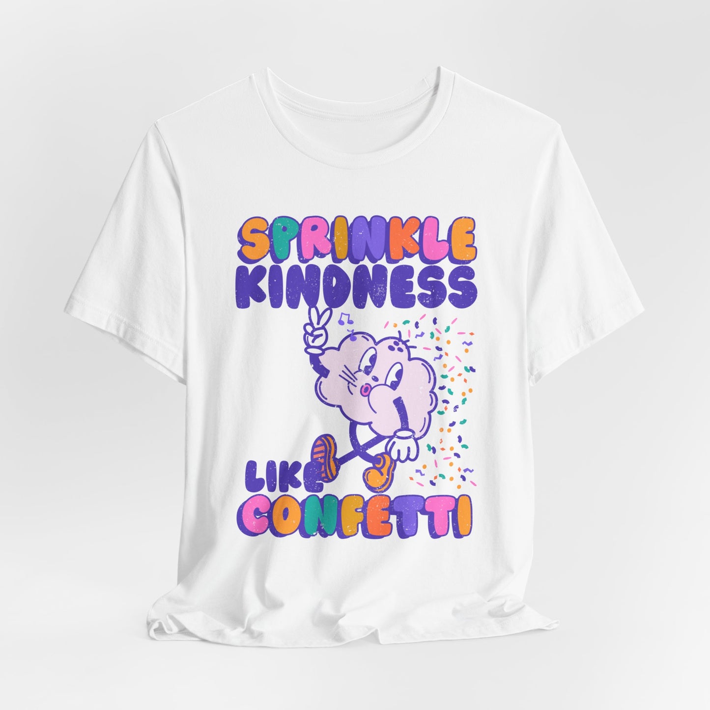 Sprinkle Kindness Like Confetti Retro Graphic Tee | Inspirational T-Shirt, Positive Vibes Shirt, School Counselor Tee | Teacher Tee