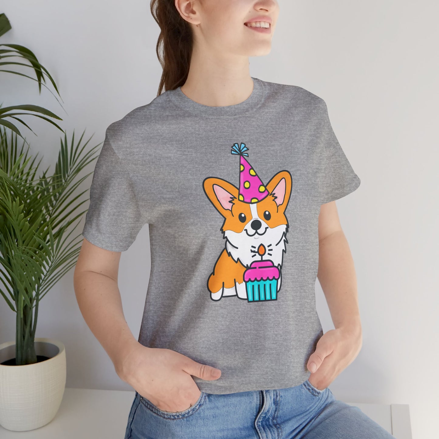 Birthday Corgi Dog T-Shirt - Birthday Cake Shirt, Women's Corgi Graphic Tee, Dog Lover Gifts, Gifts for Her, Pet Owner Apparel