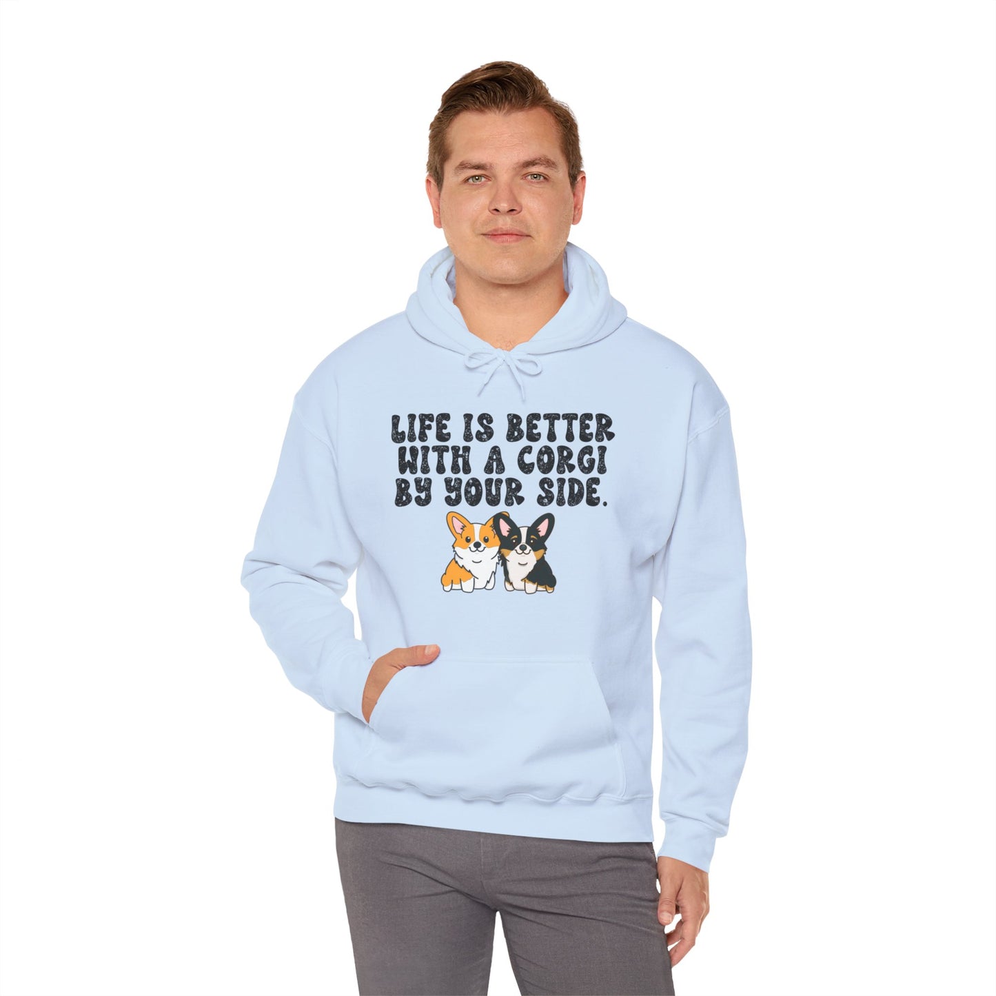 Life is Better with a Corgi By Your Side Unisex Hooded Sweatshirt - Cute Dog Lover Apparel, Corgi Owner Gift, Cozy Pet Hoodie