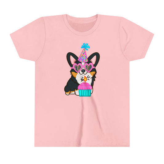 Kids Birthday Black Corgi Dog T-Shirt | Birthday Cake Shirt | Birthday Gift | Youth Corgi Graphic Tee | Kid Dog Lover Tee | Corgi Family Tee