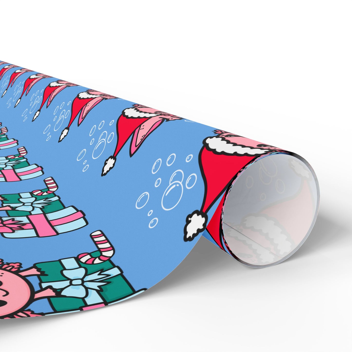 Christmas Axolotl Wrapping Paper - Cute Holiday Gift Wrap, Festive Amphibian-Themed Wrapping Paper, Unique Axolotl Lover Gift Wrap, Holiday Packaging