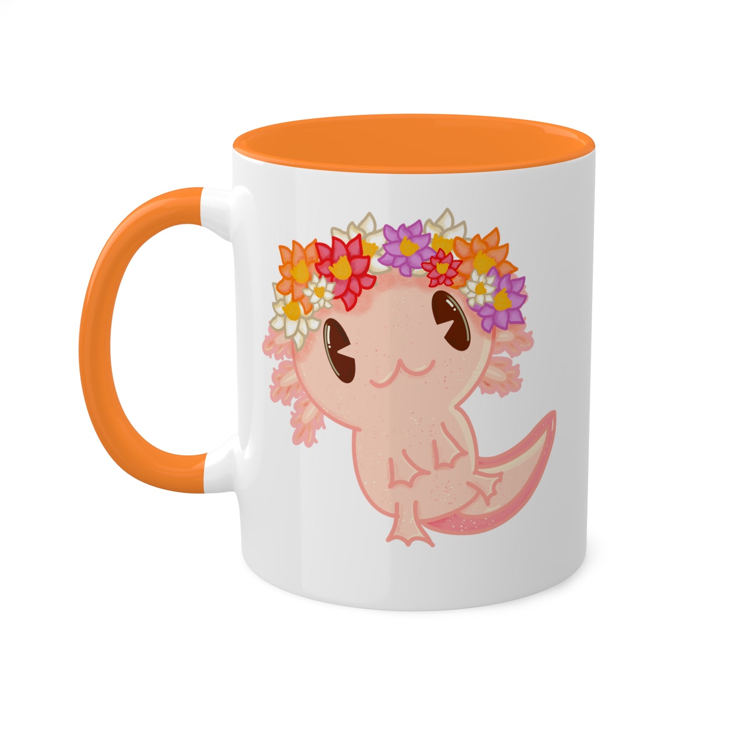 Pink Axolotl Ceramic Mug | Flower Crown Animals Mug | Animal Lover Gift | Cute Axolotl Drinkware | Axolotl Kitchenware | Amphibian Mug