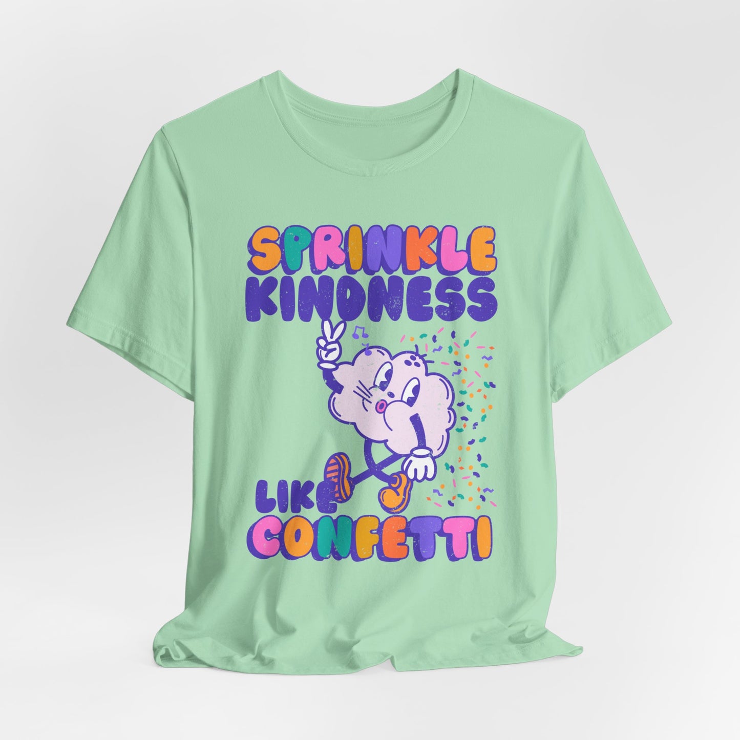 Sprinkle Kindness Like Confetti Retro Graphic Tee | Inspirational T-Shirt, Positive Vibes Shirt, School Counselor Tee | Teacher Tee