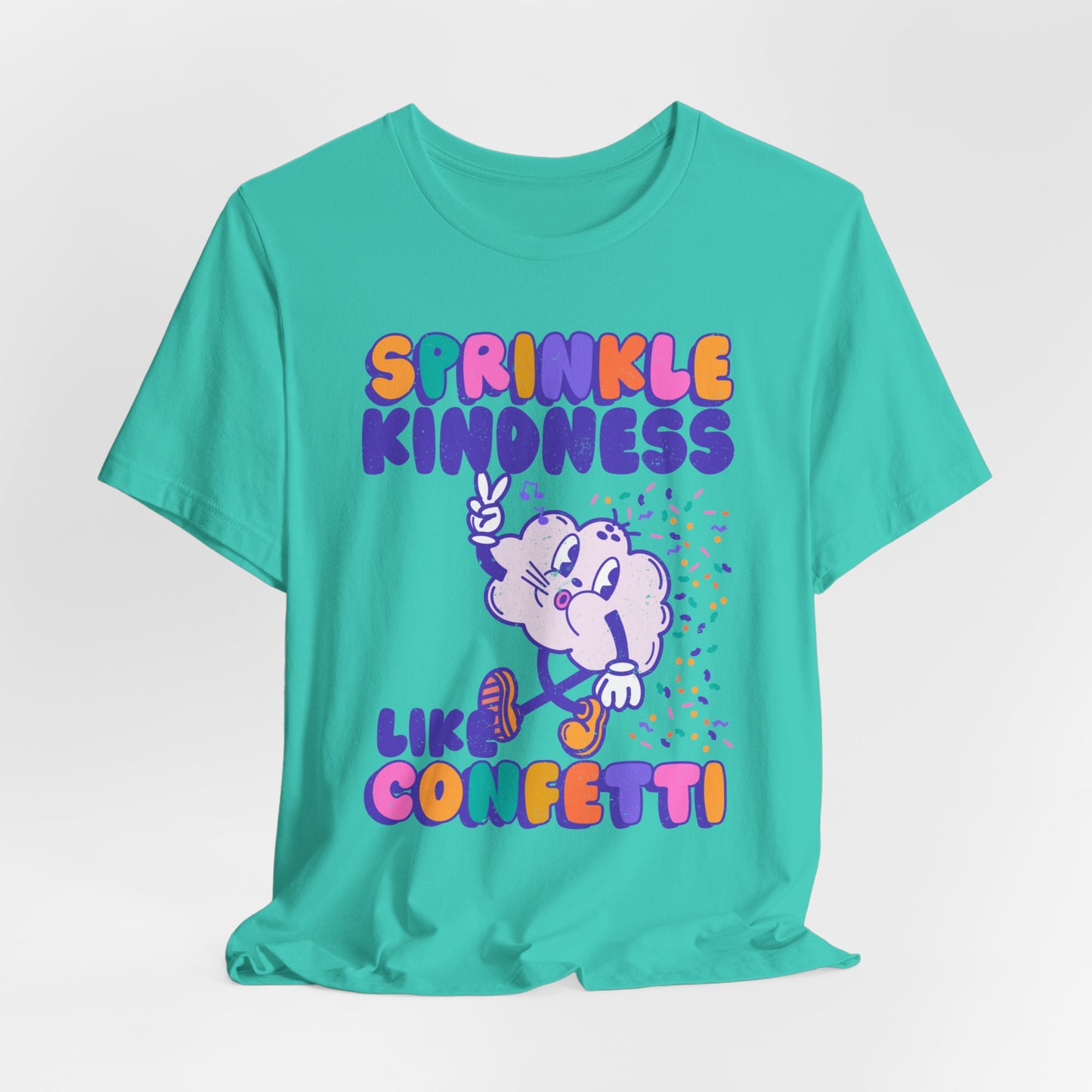 Sprinkle Kindness Like Confetti Retro Graphic Tee | Inspirational T-Shirt, Positive Vibes Shirt, School Counselor Tee | Teacher Tee