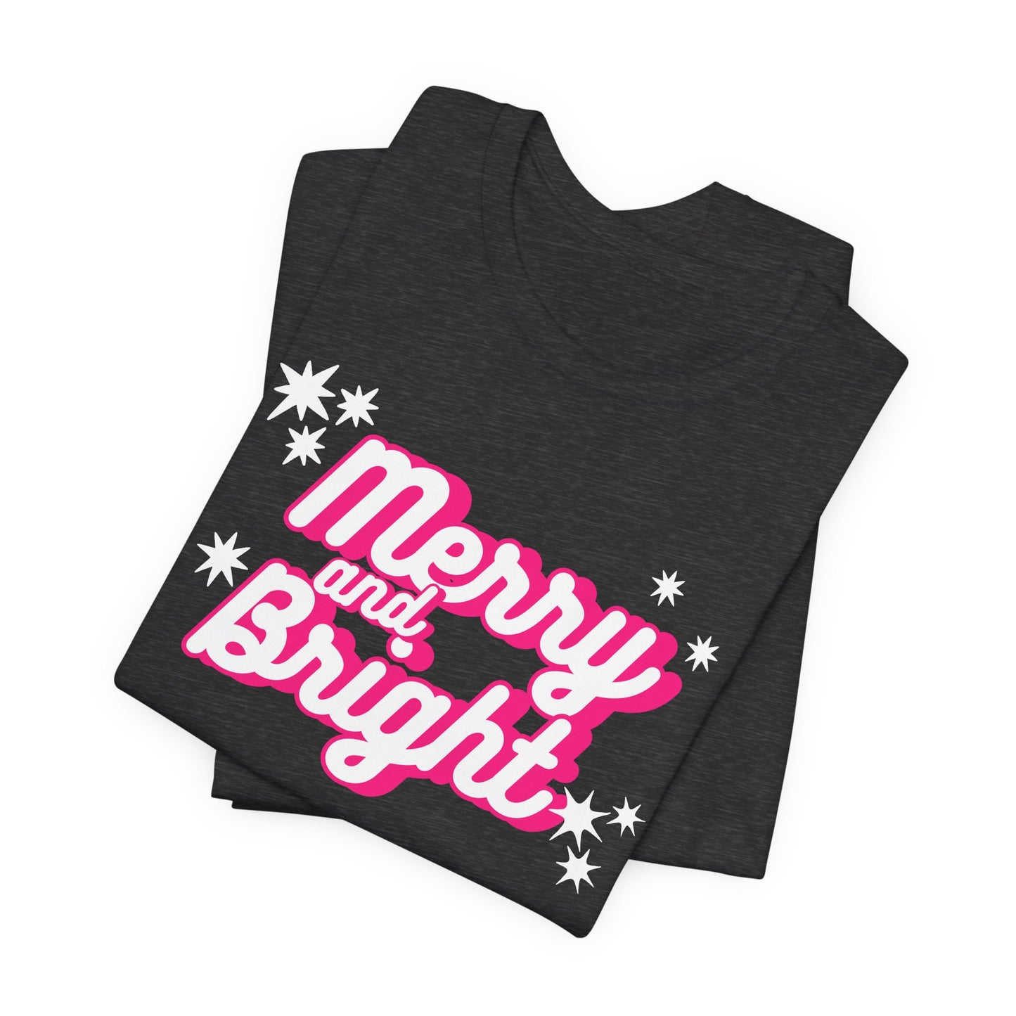 Pink Merry and Bright Groovy Christmas Shirt | Festive Holiday Apparel | Pink Retro Christmas Graphic Tee | Trendy Christmas T-Shirt