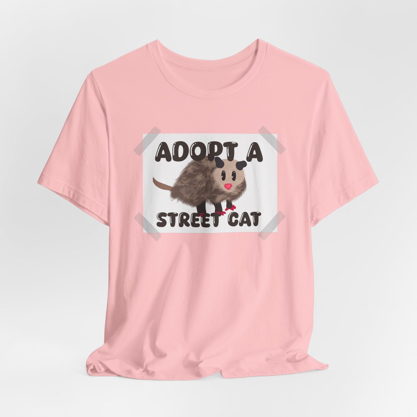 Adopt a Street Cat Graphic Tee with Possum - Animal Rescue T-Shirt, Cat Lover Gift, Cute Pet Adoption Shirt, Wildlife Advocate Apparel