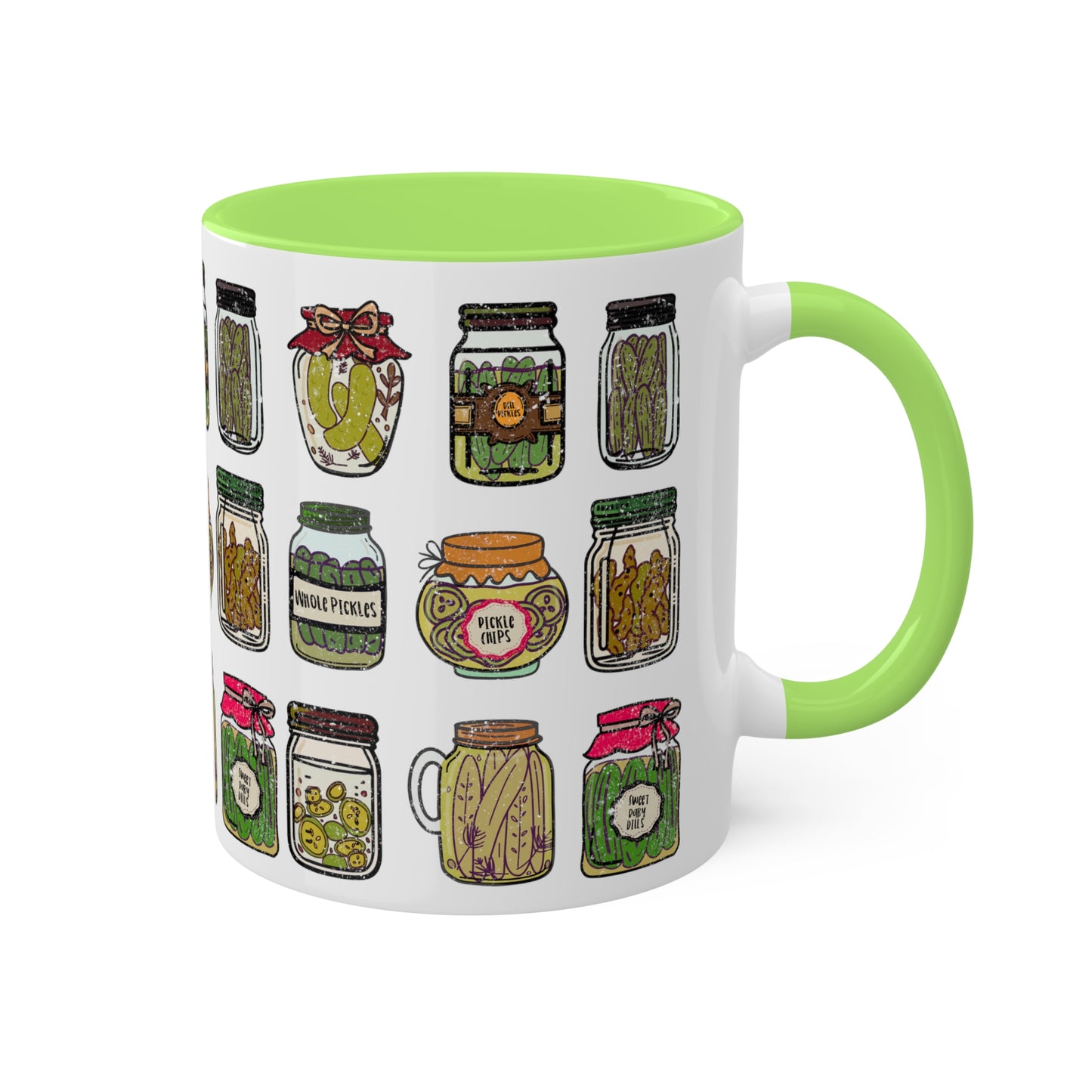 Pickle Jar Design 11oz Coffee Mug | Quirky Ceramic Cup for Pickle Lovers  | Unique Kitchen Decor | Pickle Gifts | Pickle Art | Foodie Mug