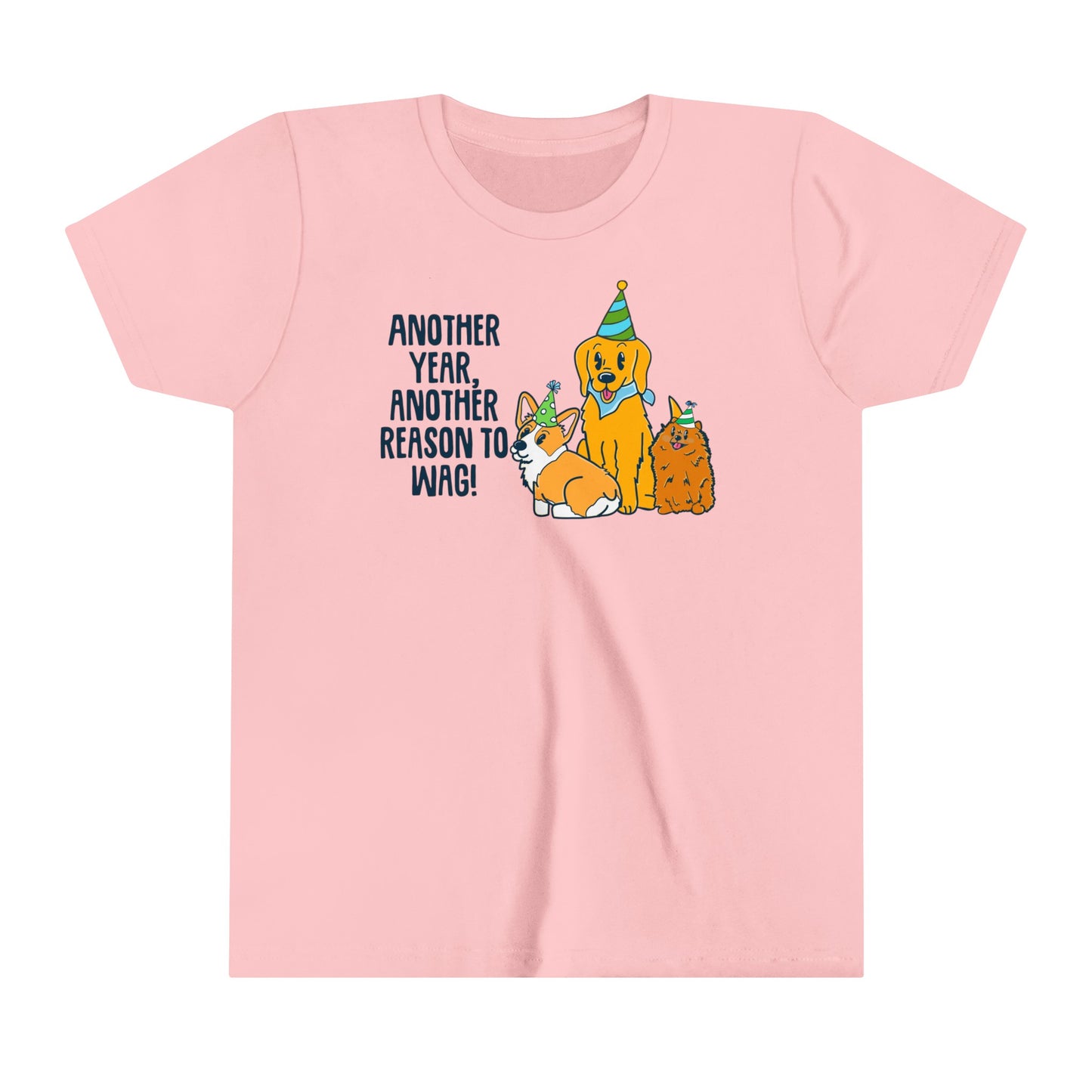 Kids Birthday Tee with Dogs - Another Year, Another Reason to Wag Shirt, Cute Dog Lover Gift, Children's Graphic T-Shirt, Pet Theme Apparel