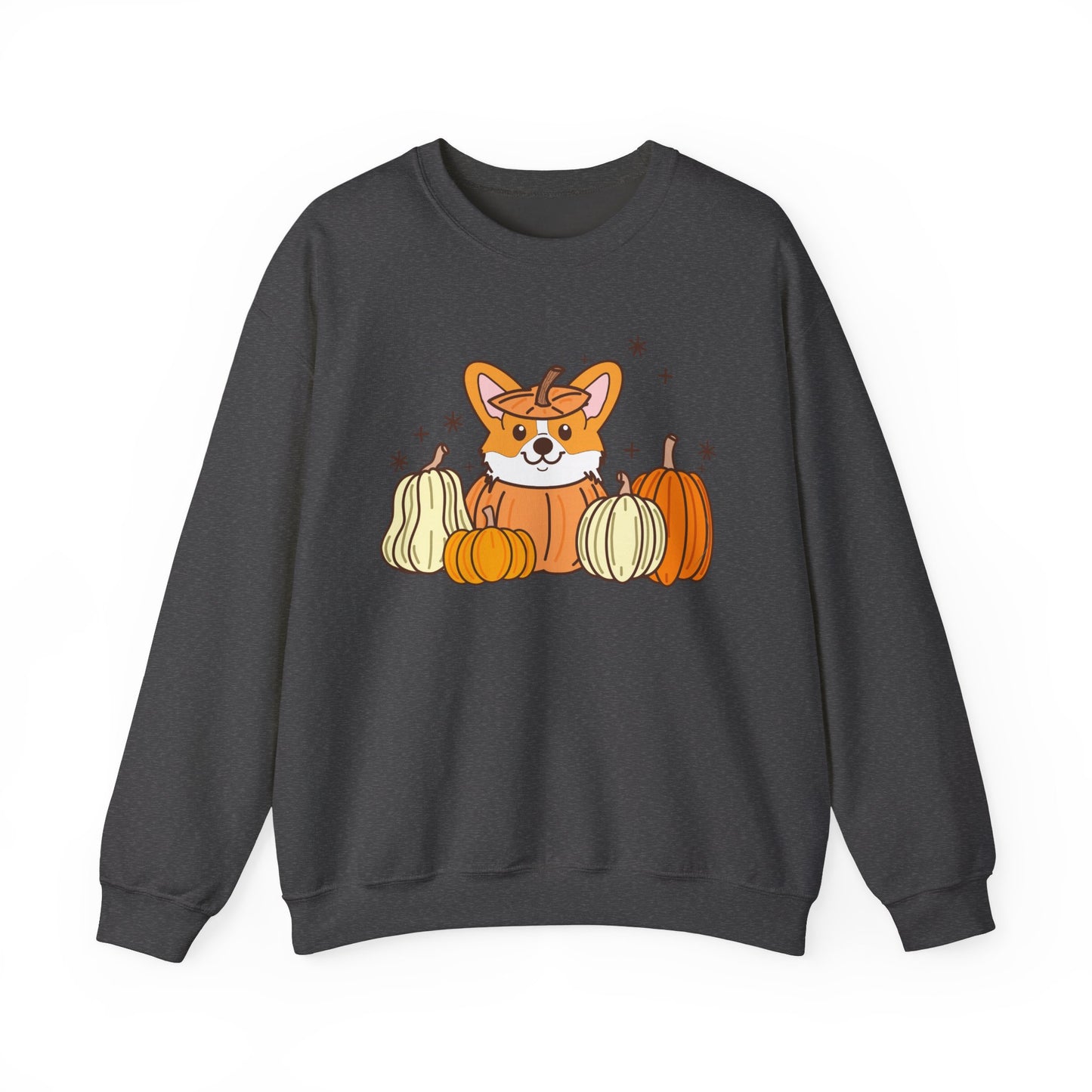 Corgi Pumpkin  Spooky Season Pullover Sweatshirt | Pembroke Welsh Corgi Fall Crewneck Adult Unisex Fit Sweatshirt