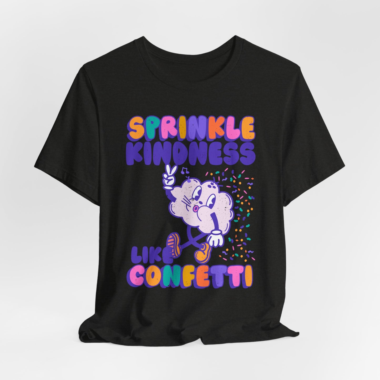 Sprinkle Kindness Like Confetti Retro Graphic Tee | Inspirational T-Shirt, Positive Vibes Shirt, School Counselor Tee | Teacher Tee