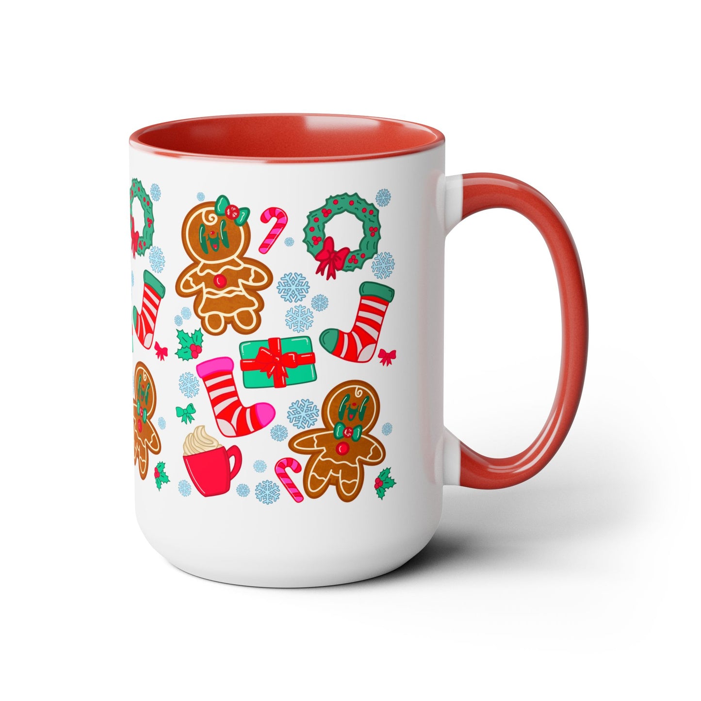 Christmas Pattern Coffee Mug | Festive Holiday Drinkware for Winter Season | Unique Xmas Gift Idea | Ceramic Holiday Cup | Gingerbread Mug