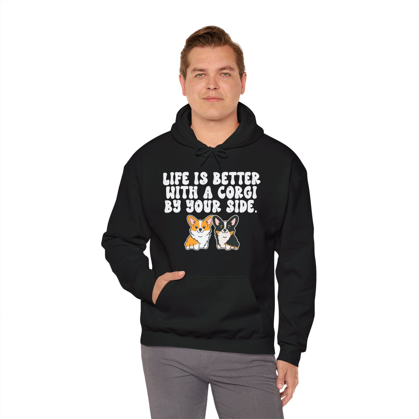 Life is Better with a Corgi By Your Side Unisex Hooded Sweatshirt - Cute Dog Lover Apparel, Corgi Owner Gift, Cozy Pet Hoodie