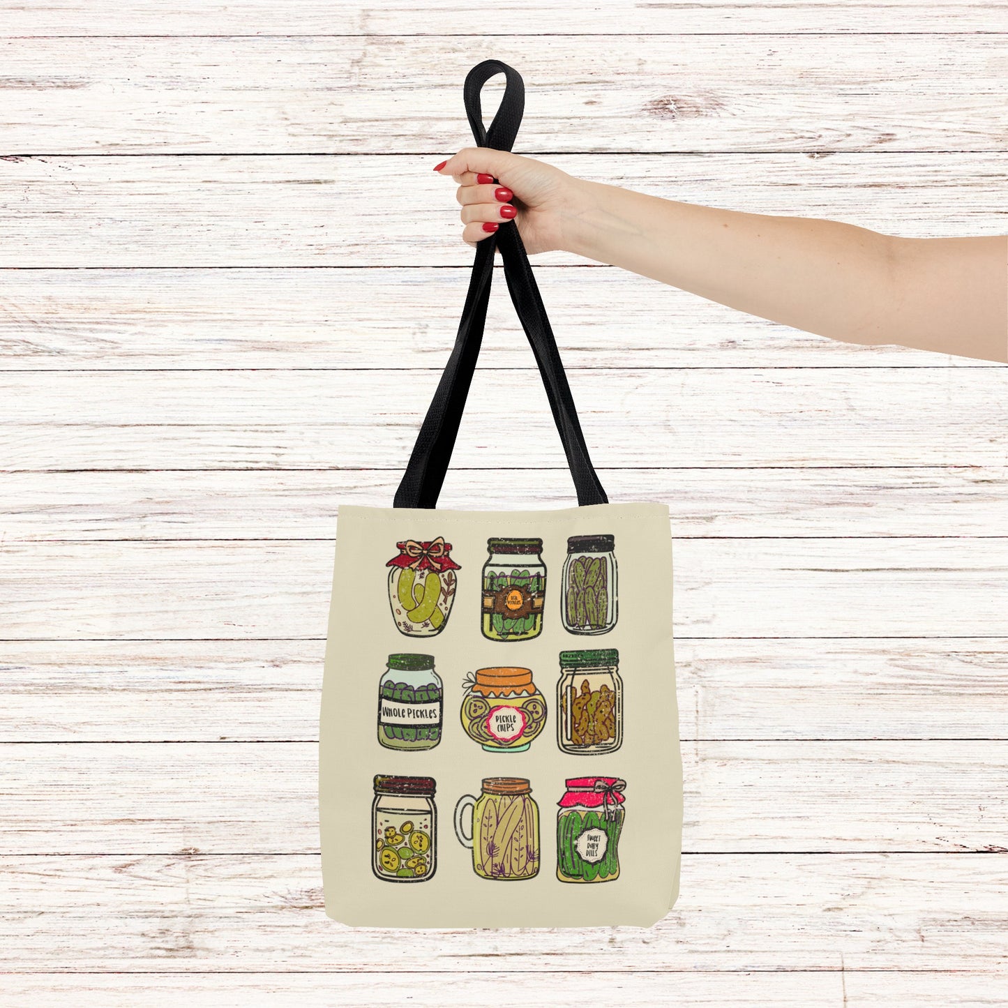 Pickle Jar Print Tote Bag - Eco-friendly Grocery Shopping Bag, Reusable Pickle Lover Tote, Unique Foodie Print, Farmers Market Carryall