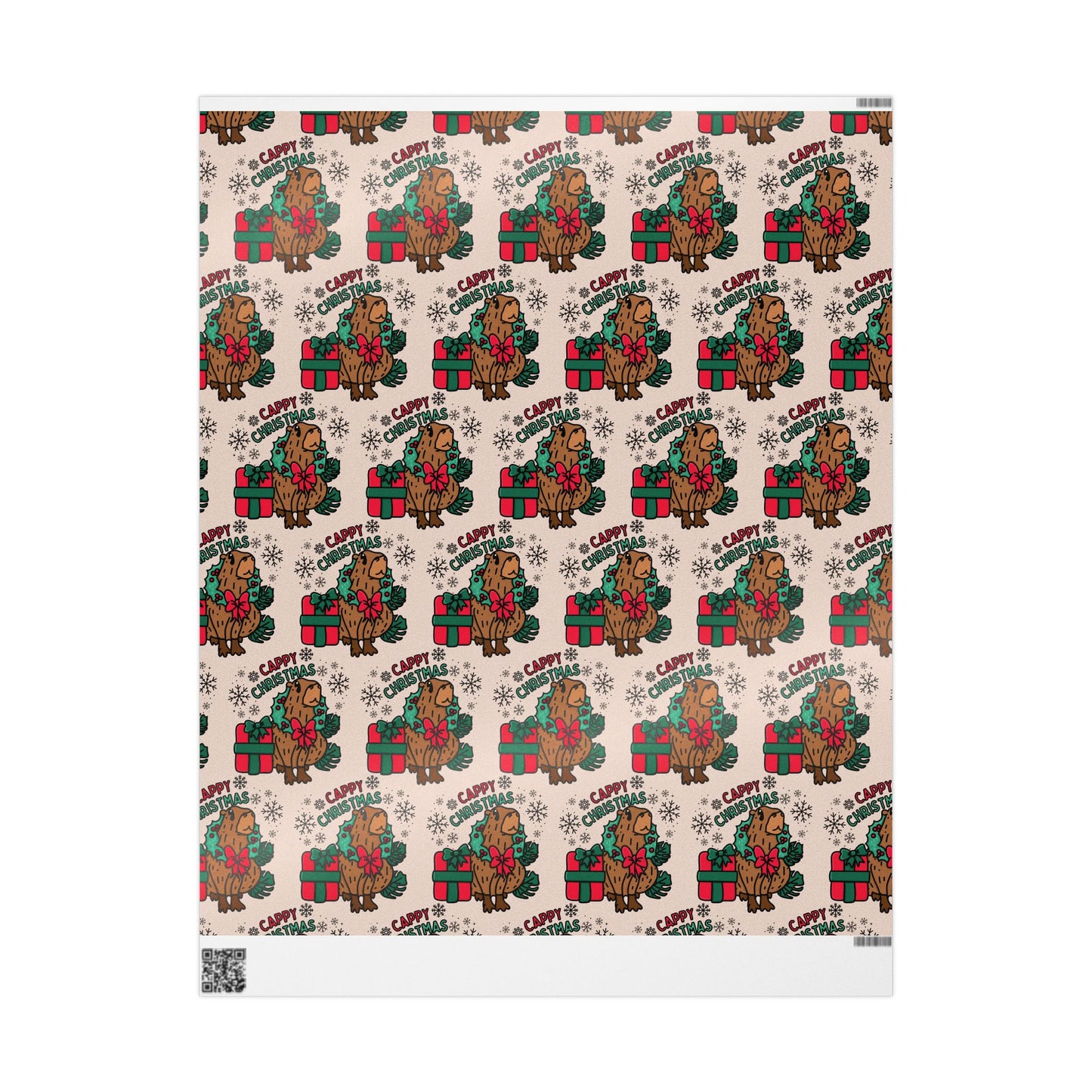 Cappy Christmas Capybara Wrapping Paper - Cute Holiday Gift Wrap, Festive Capybara-Themed Wrapping Paper, Unique Animal Lover Gift Wrap, Christmas Packaging