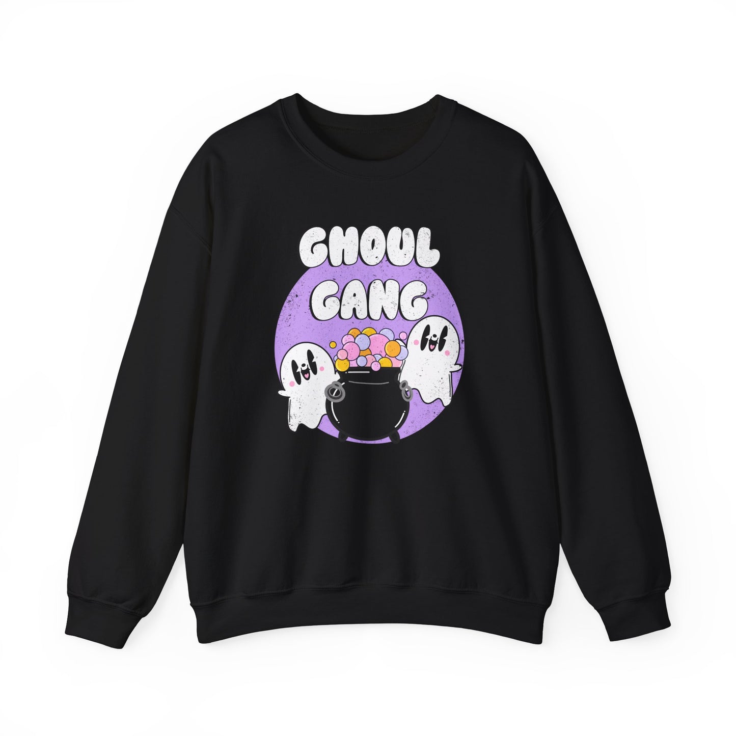 Ghoul Gang Spooky Season Pullover Sweatshirt | Ghost Retro Crewneck Adult Unisex Fit Sweatshirt