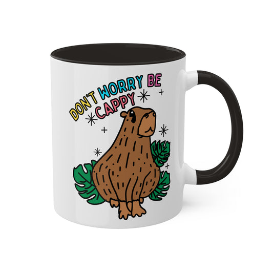 Capybara Inspirational Coffee Mug with color inside and color handles