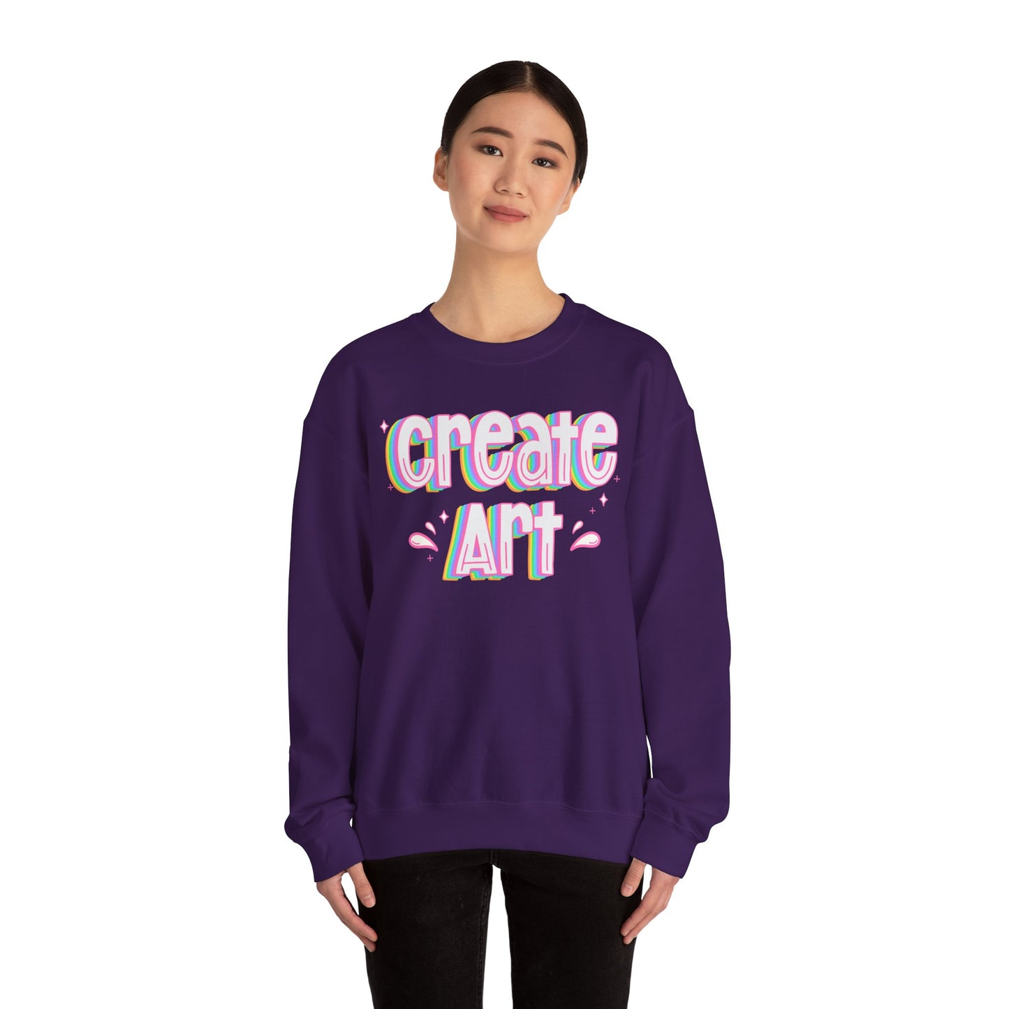 Create Art Unisex Heavy Blend Crewneck Sweatshirt | Art Colorful Sweater | Art Teacher Pullover | Artist Sweatshirt | Teacher Apparel